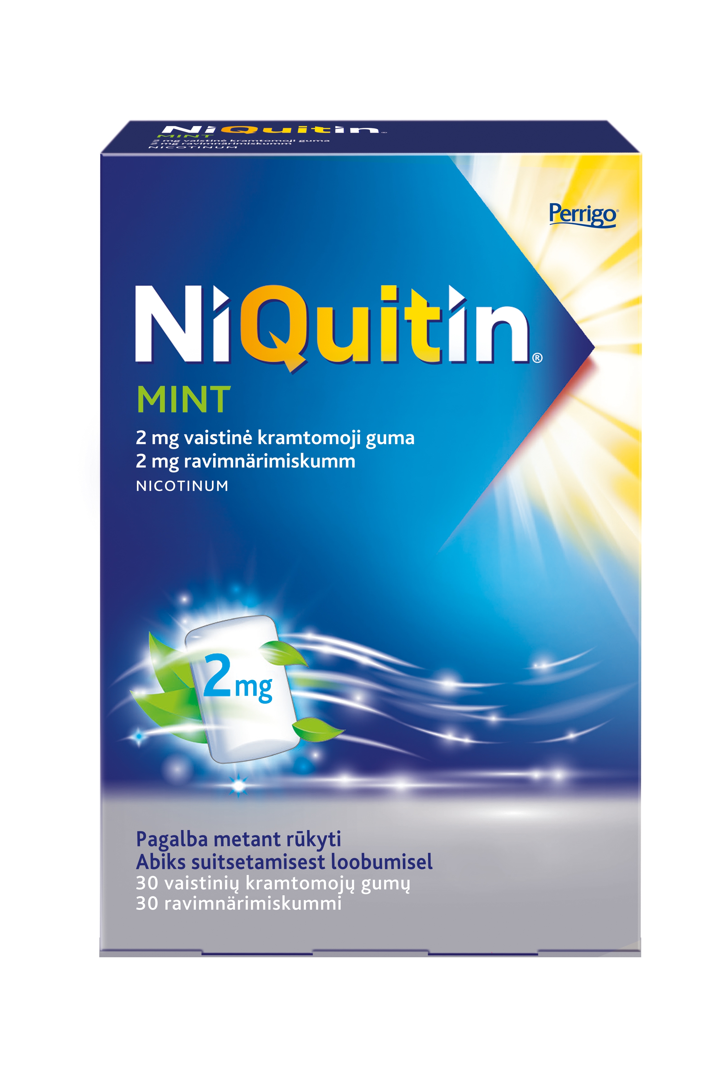 NIQUITIN MINT 2MG RAVIMNÄRIMISKUMM N30 - Tootepilt 