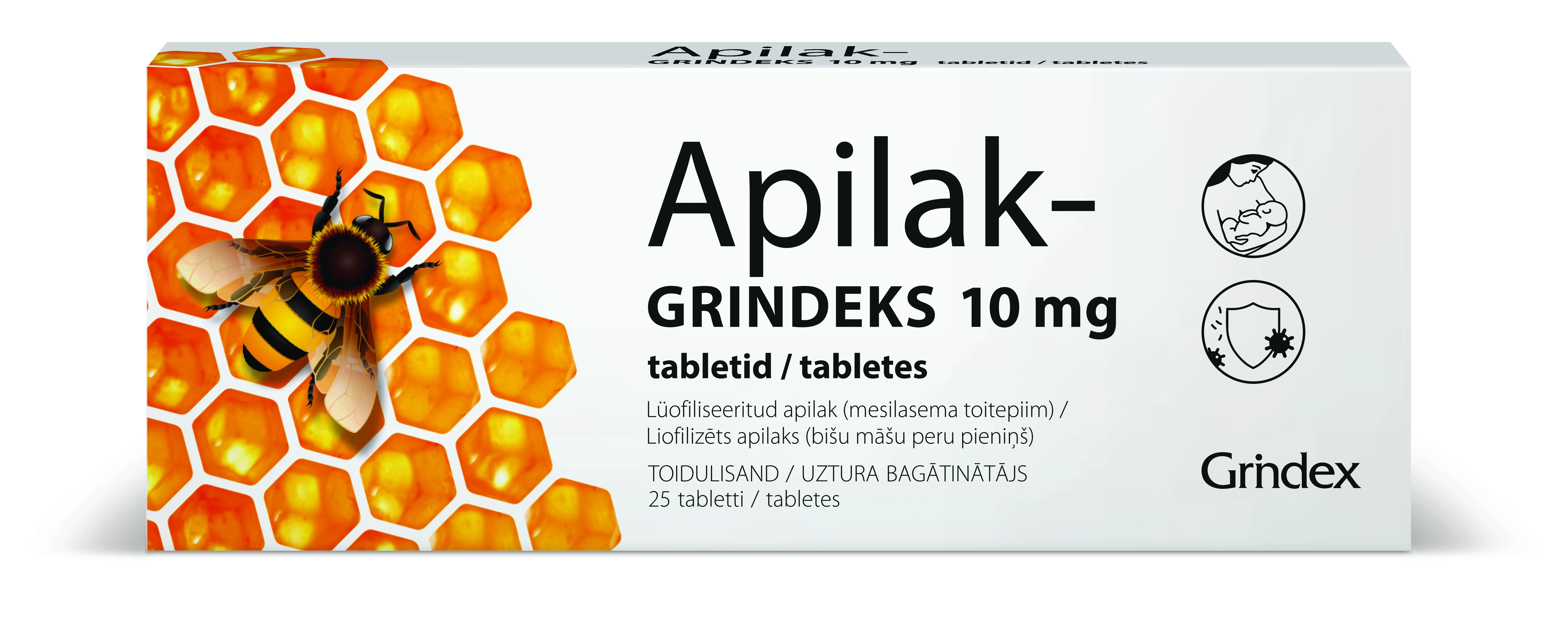 APILAK-GRINDEKS TBL 10MG N25 - Tootepilt 