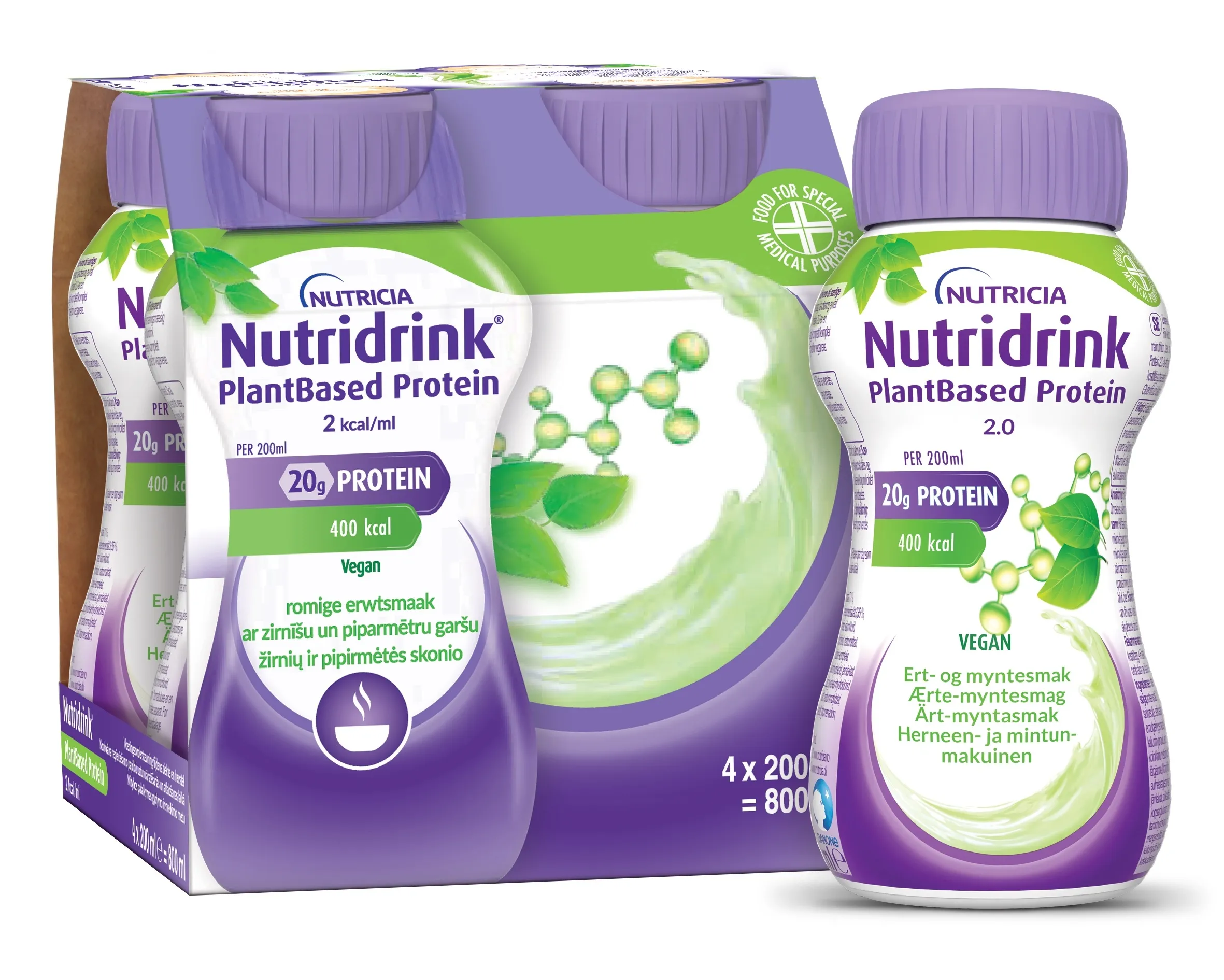 NUTRIDRINK PLANTBASED PROTEIN HERNES-MÜNT 200ML N4 - Tootepilt 
