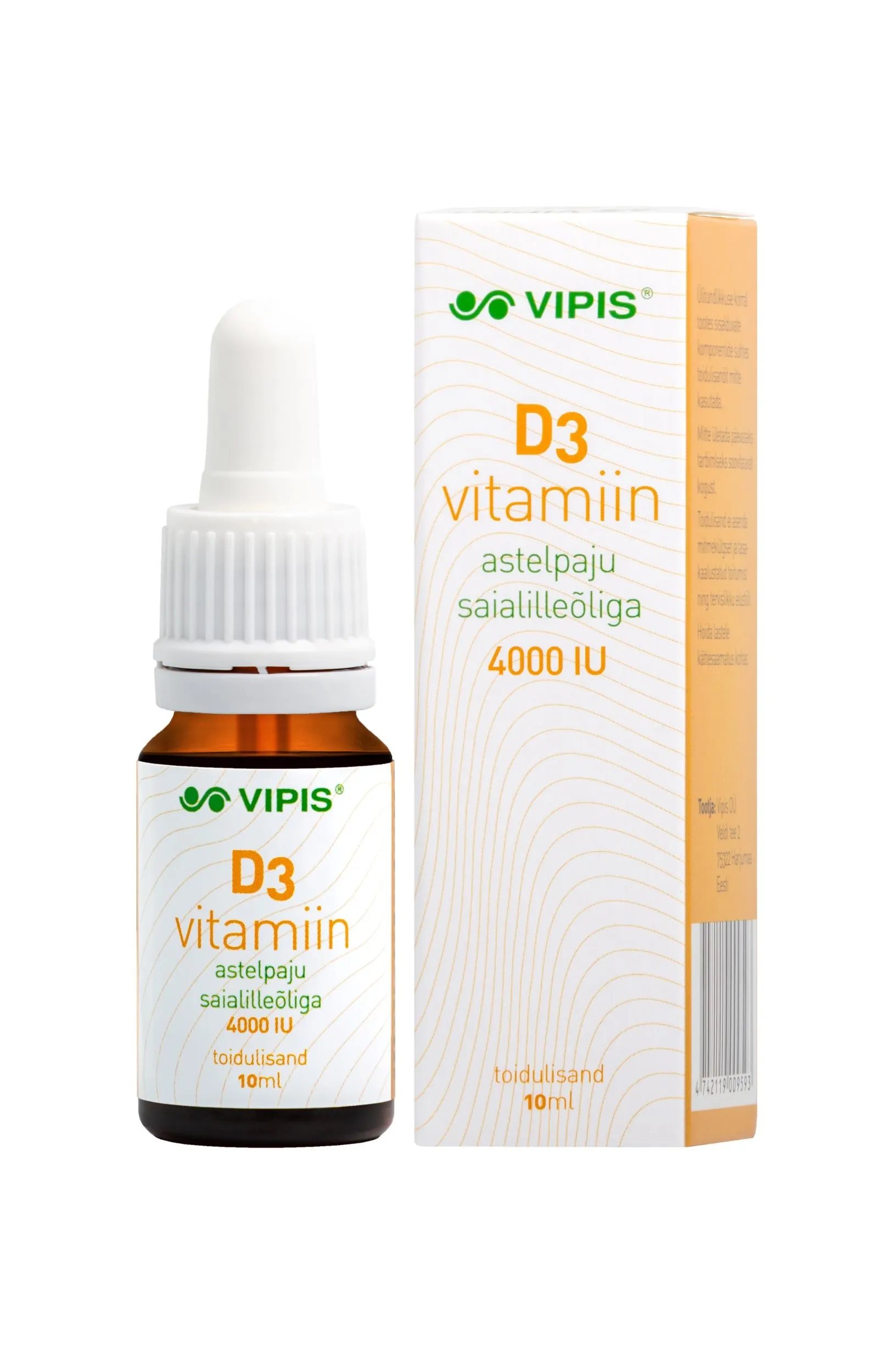 VIPIS D3 VITAMIIN ASTELPAJU SAIALILLEÕLIGA 4000IU 10ML - Tootepilt 