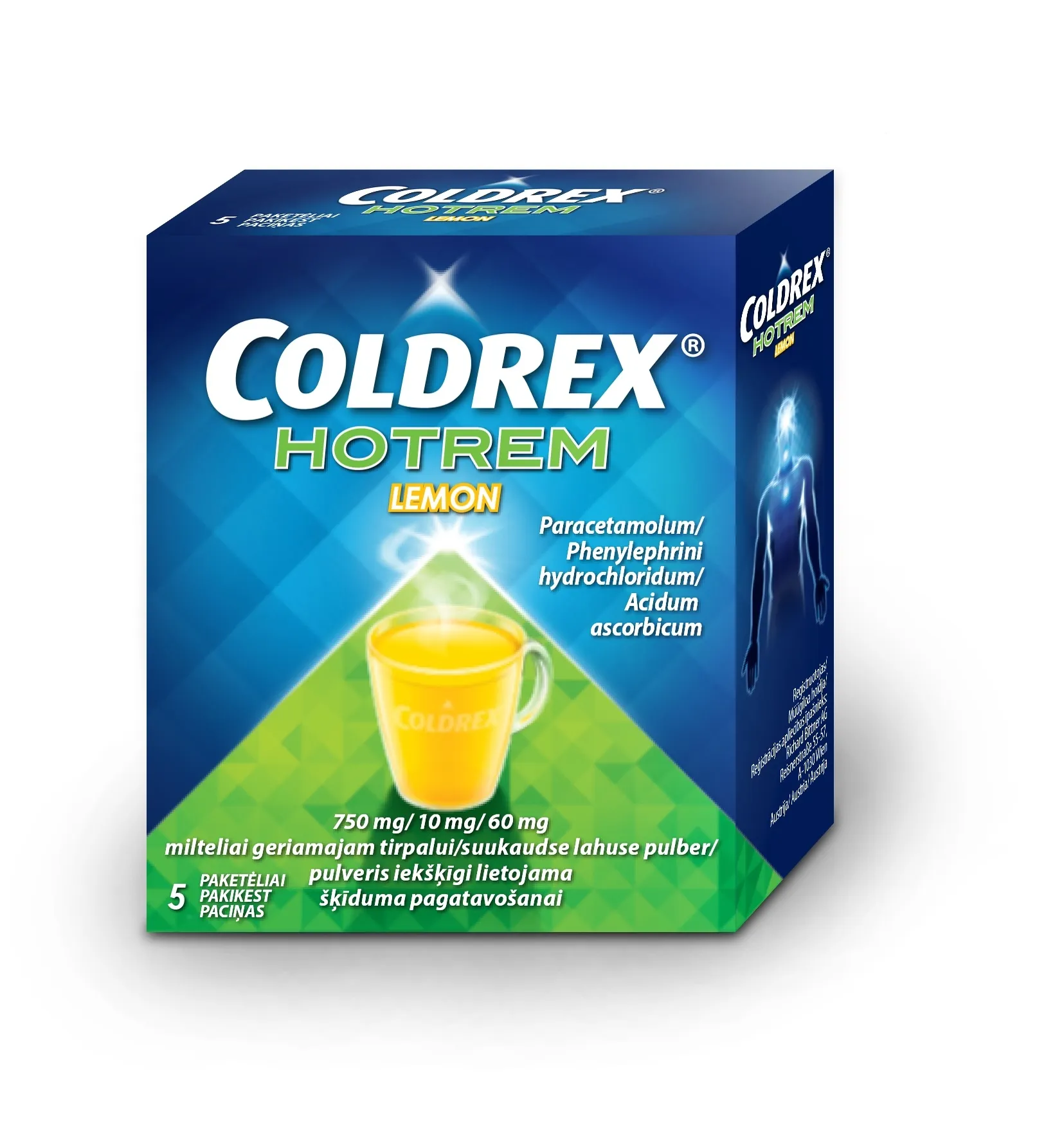 COLDREX HOTREM LEMON 750+10+60MG N5 SUUKAUDSE LAH PLV - Tootepilt 