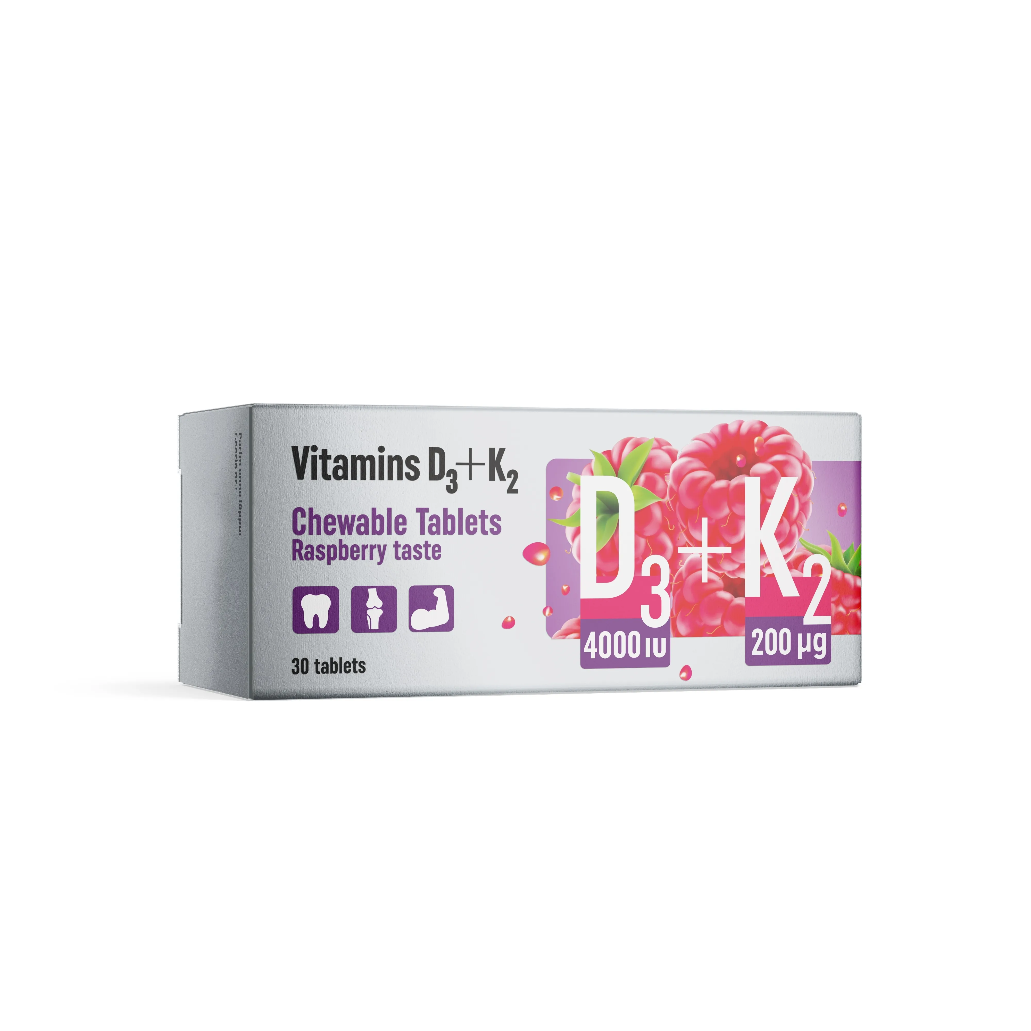 VITAMIINID D3+ K2 VAARIKAMAITSELISED NÄRIMISTBL N30 - Tootepilt 
