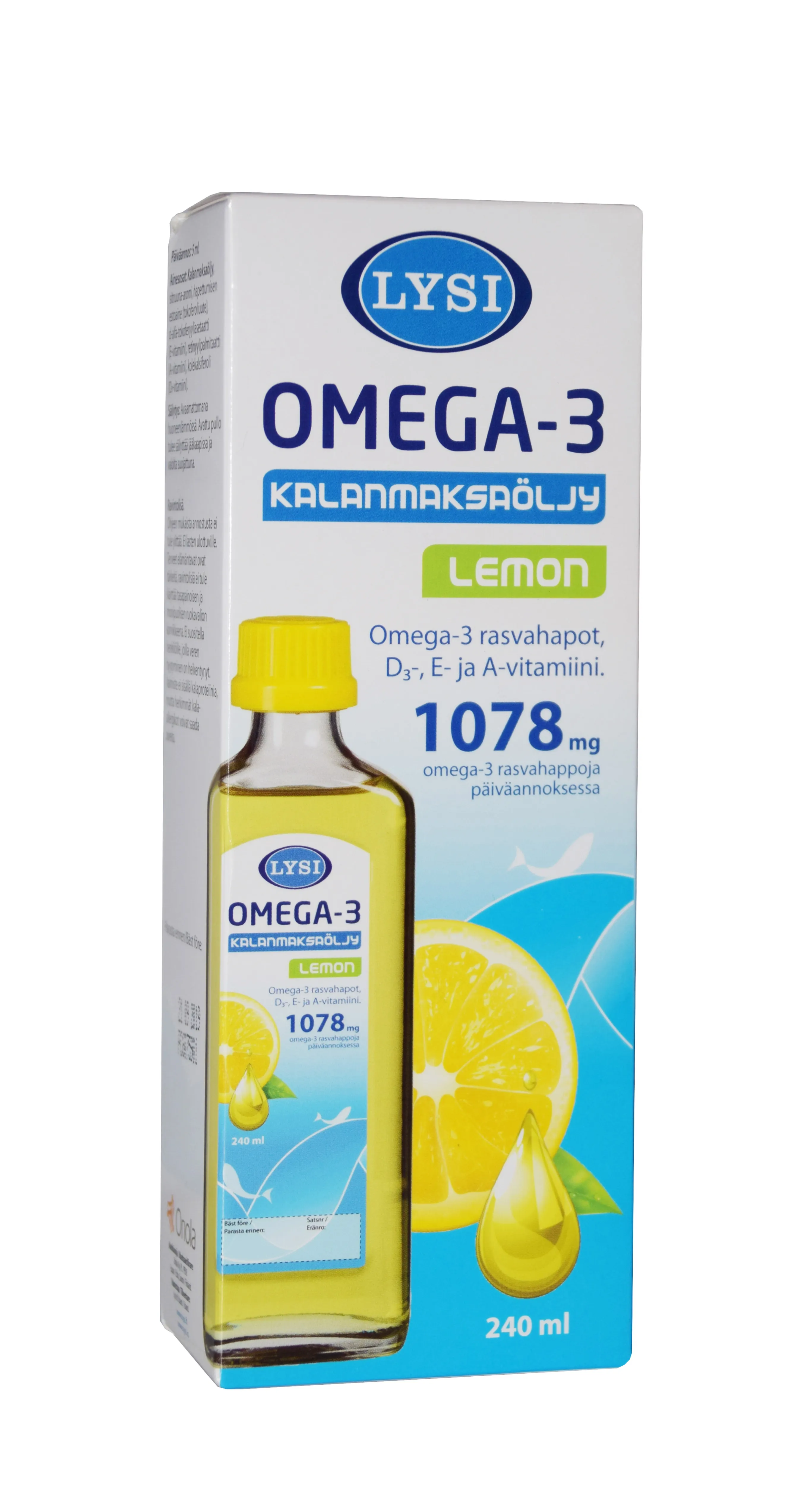 LYSI OMEGA-3 KALAMAKSAÕLI SIDRUNIMAITSELINE 240ML - Tootepilt 