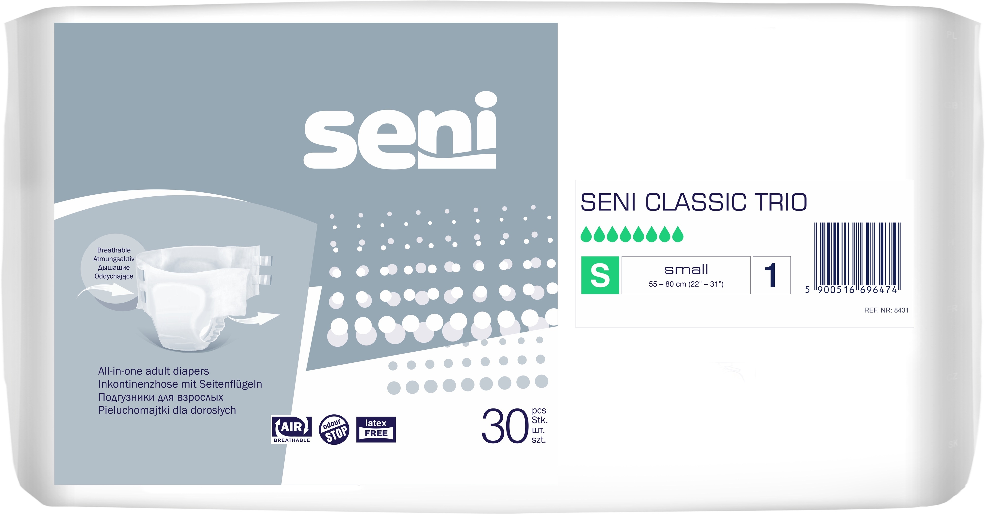 SENI CLASSIC TRIO PÜKSMÄHE S 2100ML N30 - Tootepilt 