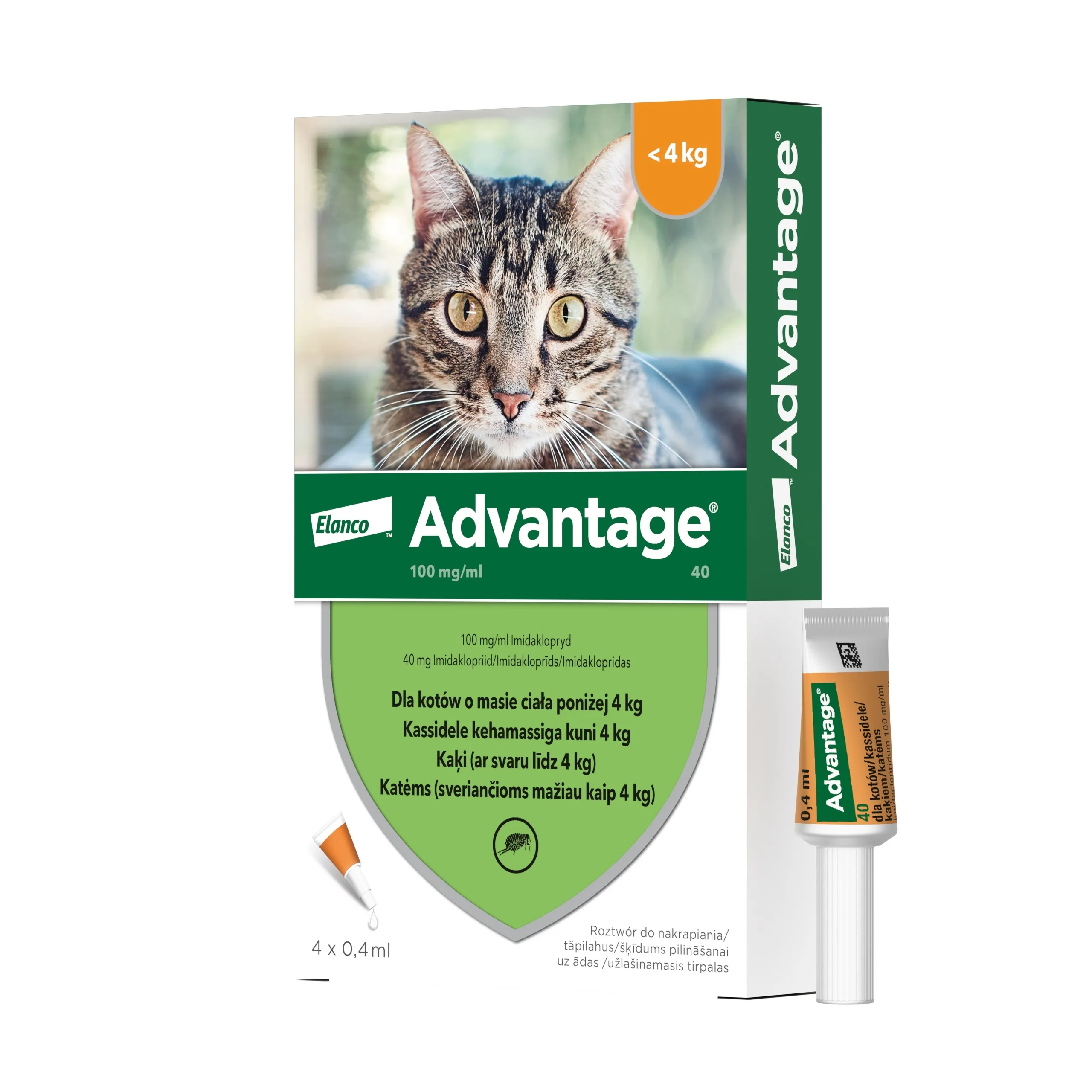 Advantage täpilahus kassidele 0,4ml - Tootepilt 