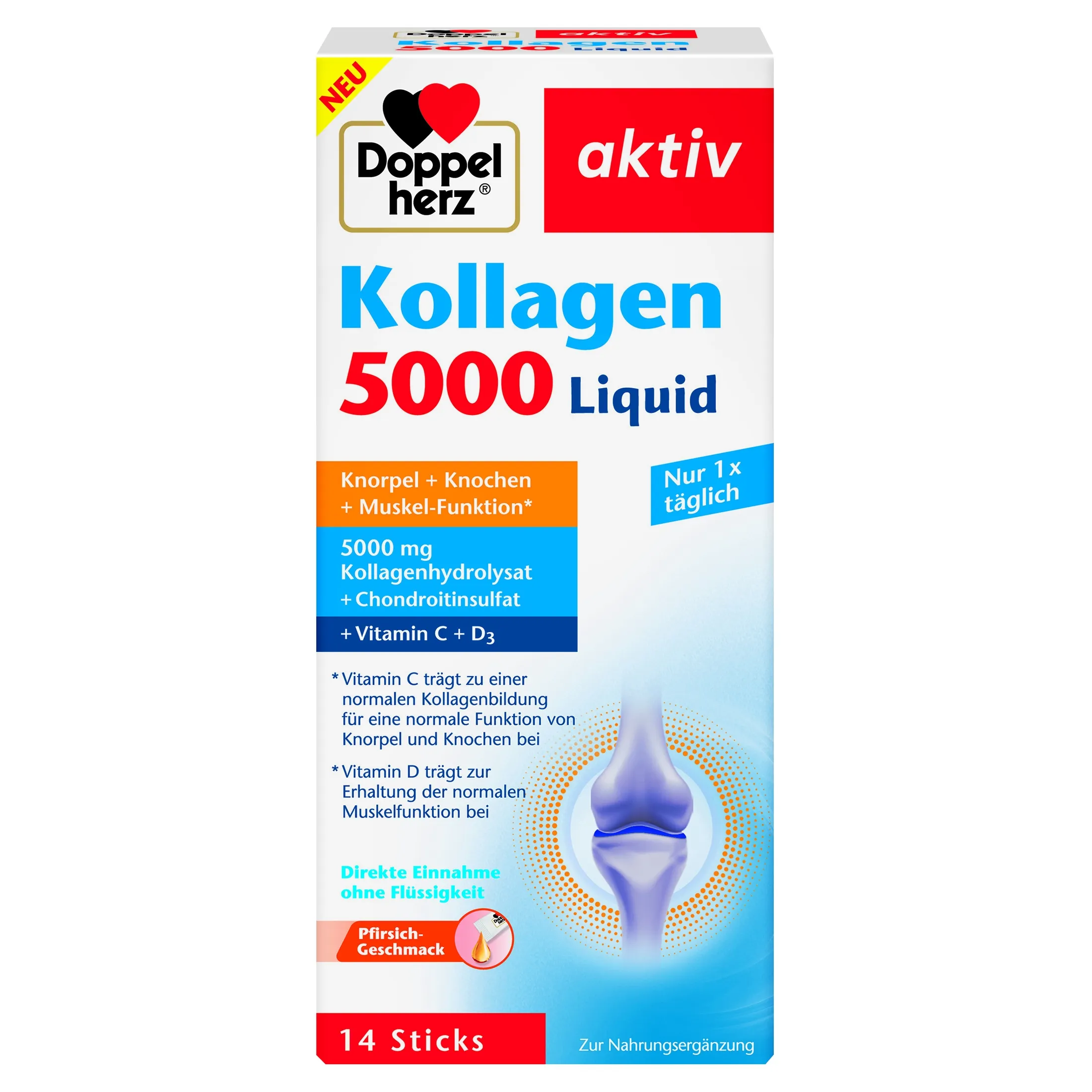 DOPPELHERZ AKTIV KOLLAGEN 5000 10ML N14 KÕHREDELE, LUUDELE, LIHASTELE - Tootepilt 