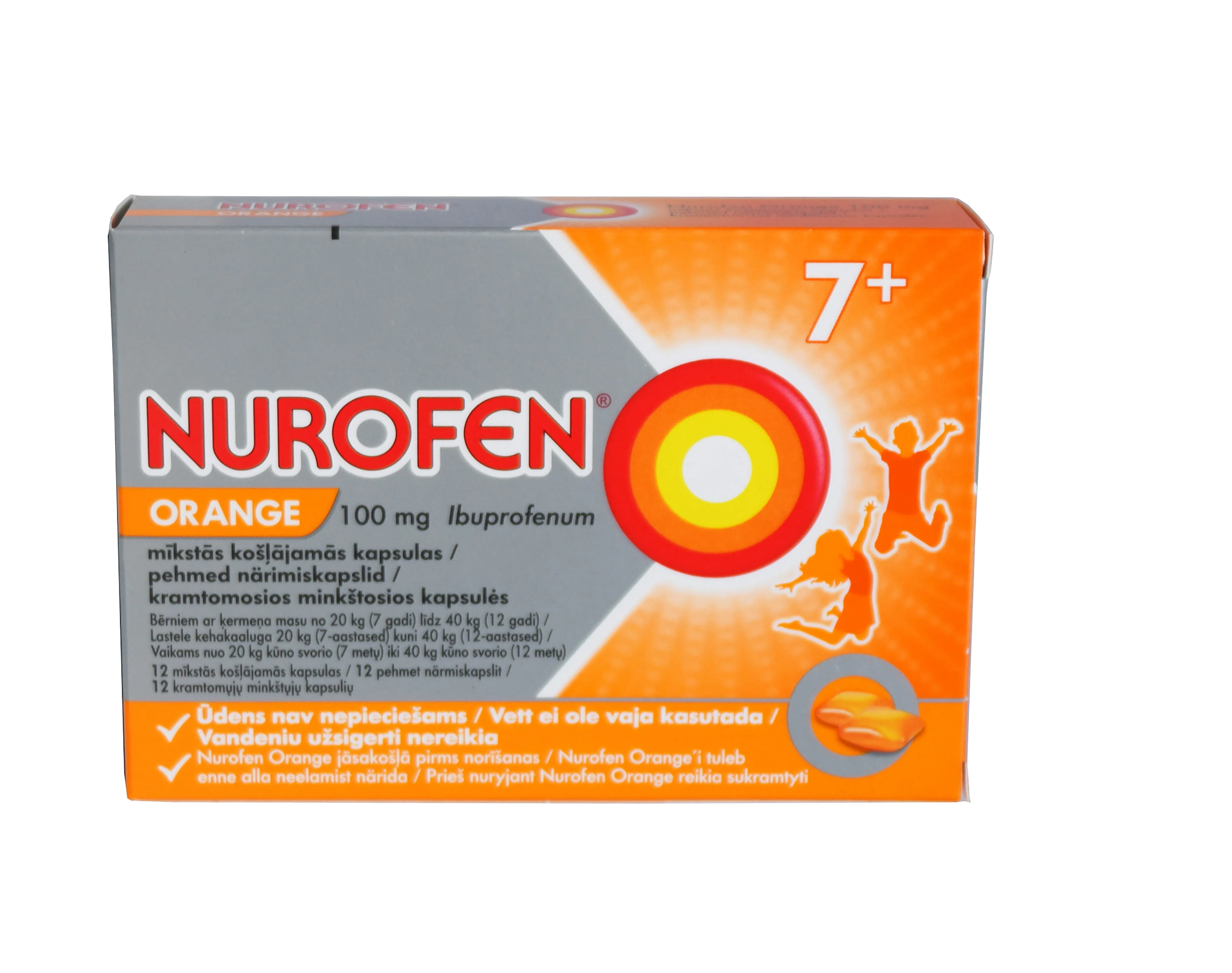 NUROFEN ORANGE PEHME NÄRIMISKAPSEL 100MG N12 - Tootepilt 