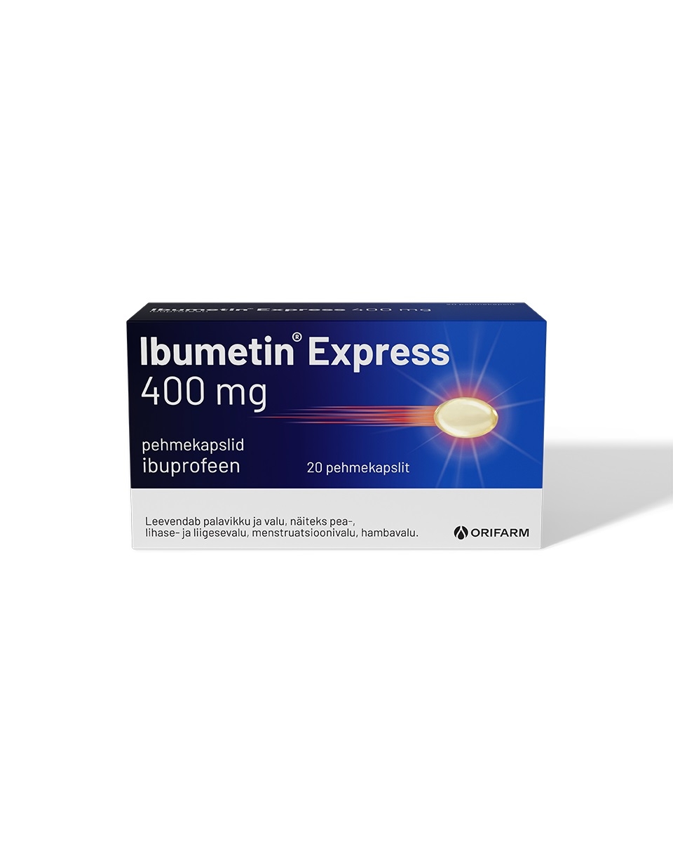 IBUMETIN EXPRESS PEHMEKAPSEL 400MG N20 - Tootepilt 