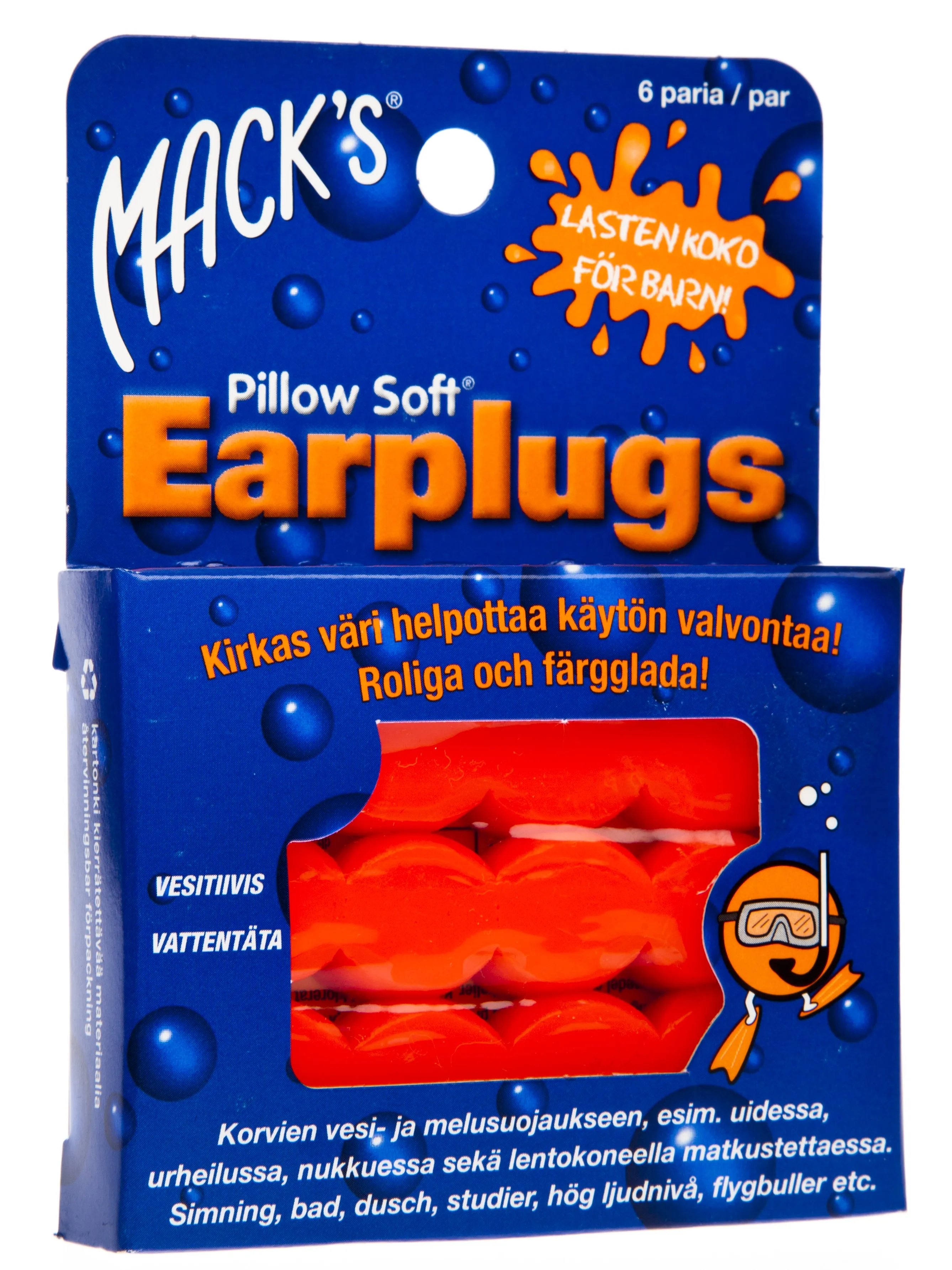 KÕRVATROPID MACK'S SILIKOONIST LASTELE N12  6 PAARI - Tootepilt 