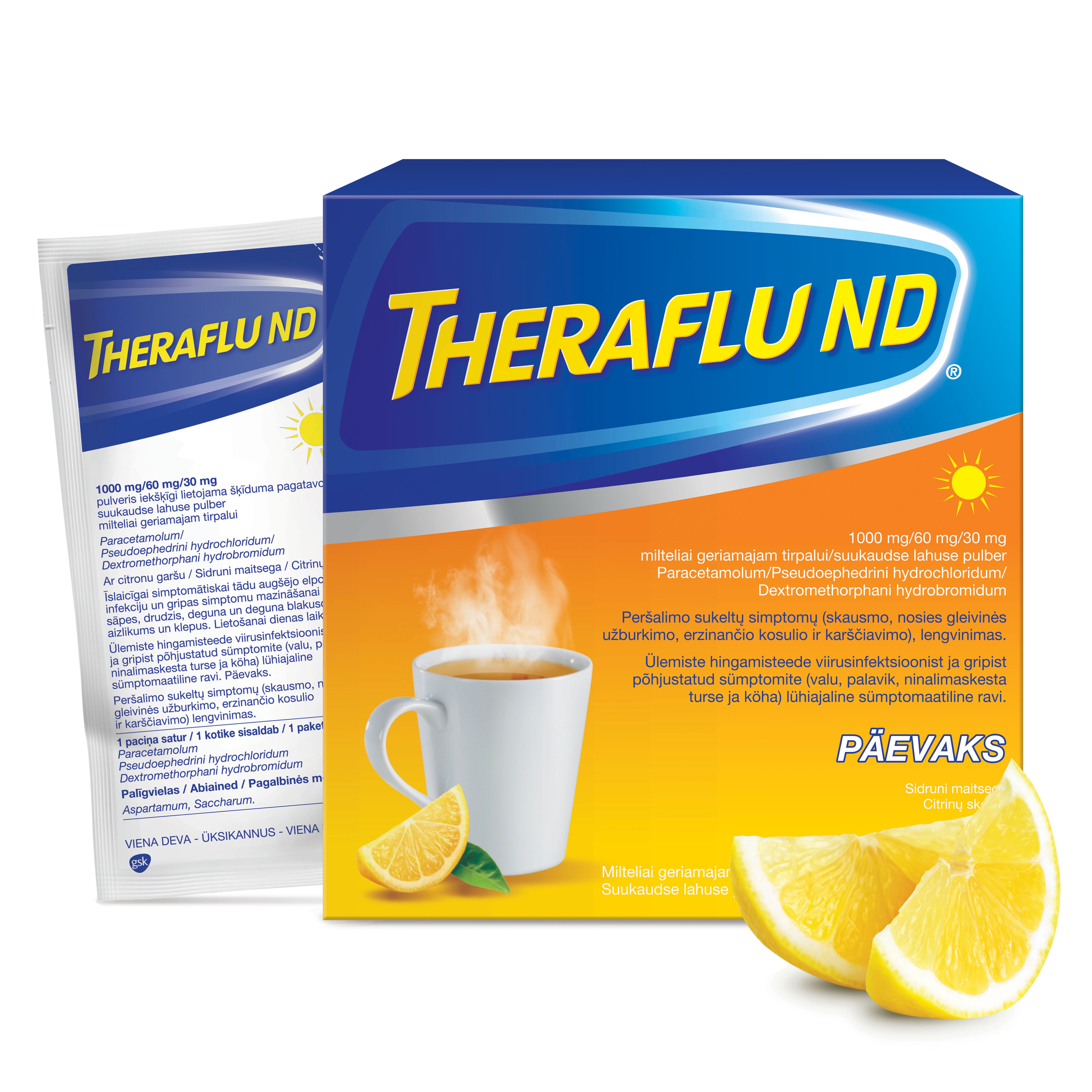 THERAFLU ND 1000MG+60MG+30MG N10 SUUKAUDSE LAHUSE PULBER - Tootepilt 