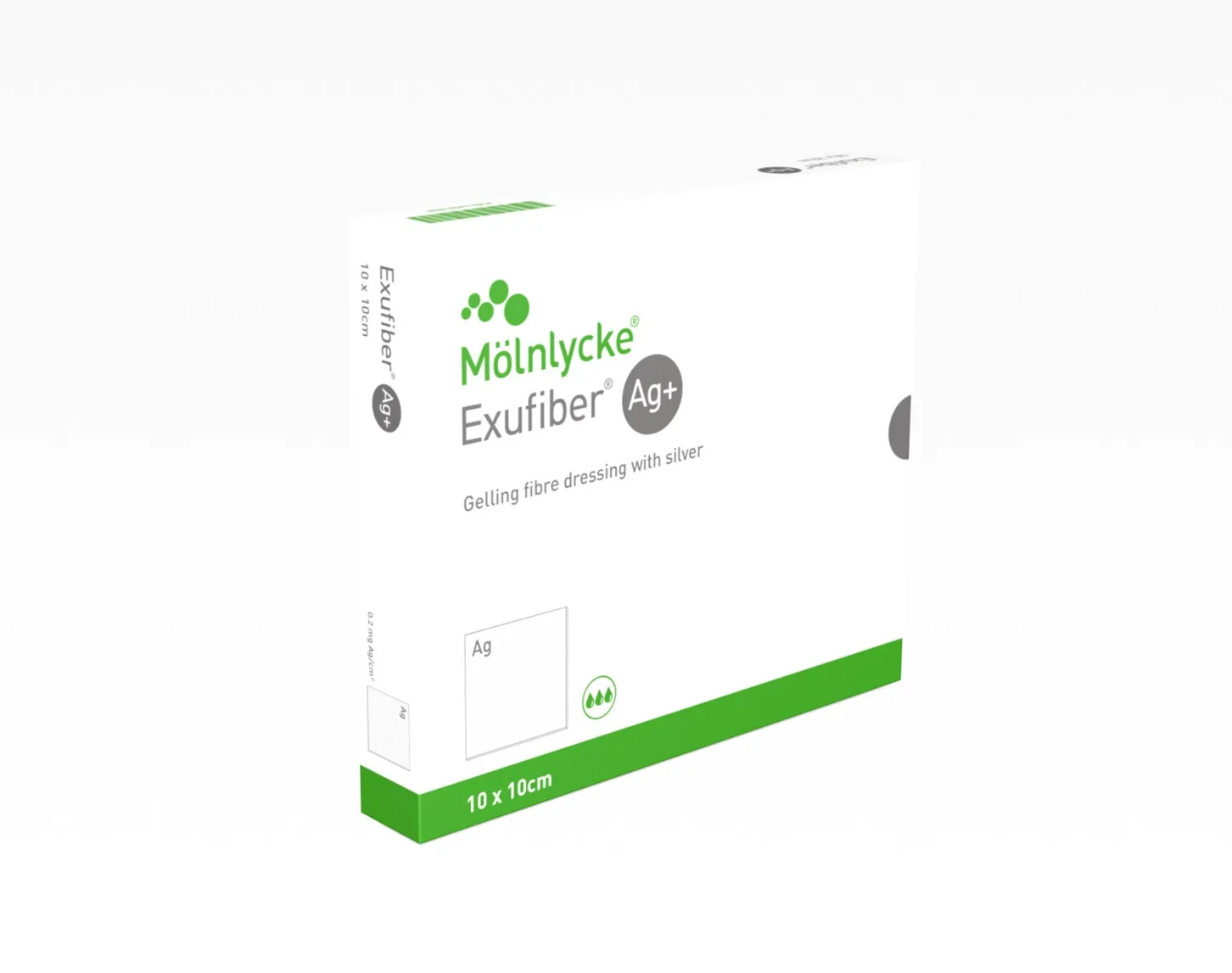 EXUFIBER AG+ 10X10CM N10 ANTIMIKROOBNE GEELISTUV HAAVASIDE - Tootepilt 