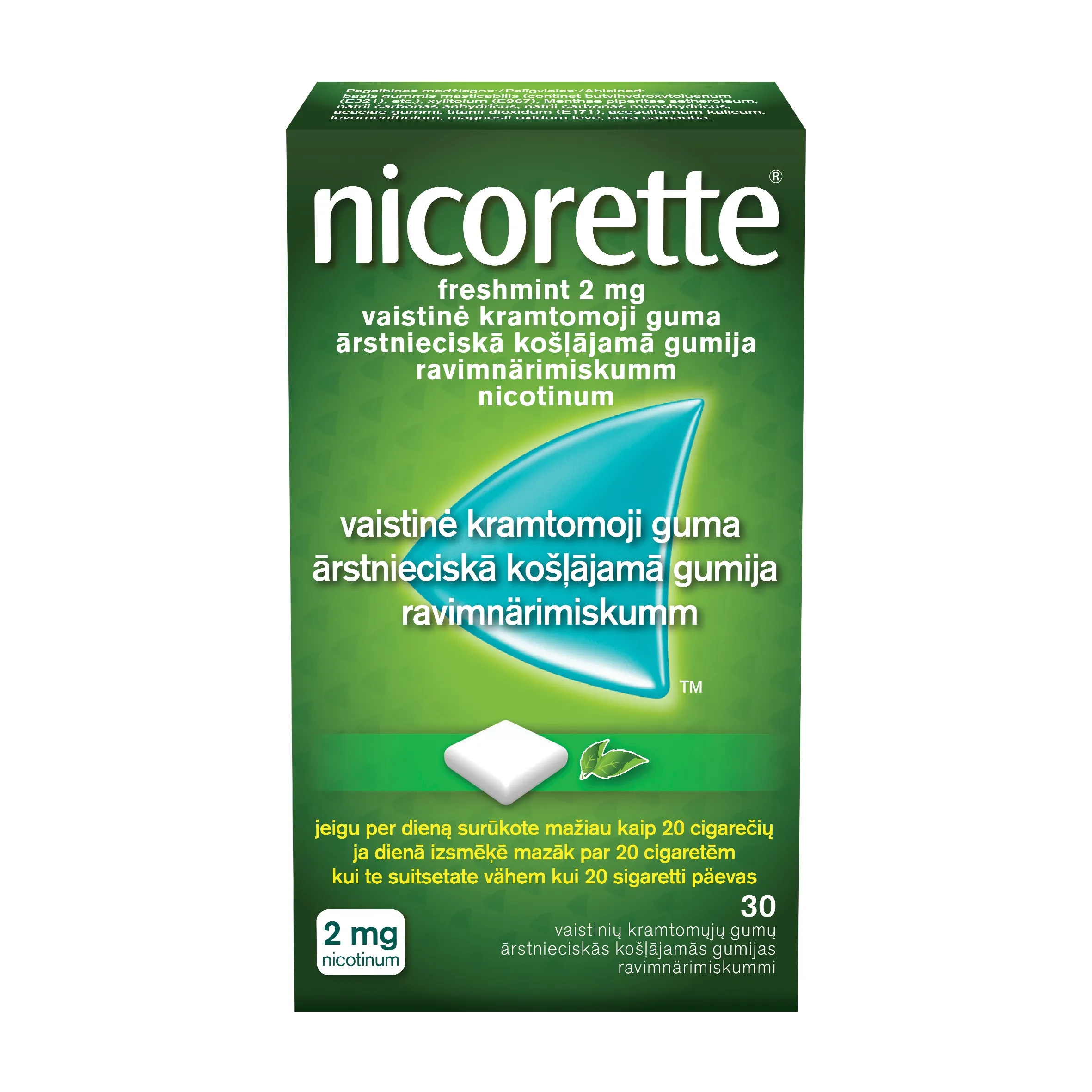 NICORETTE FRESHMINT NÄRIMISKUMM 2MG N30 - Tootepilt 