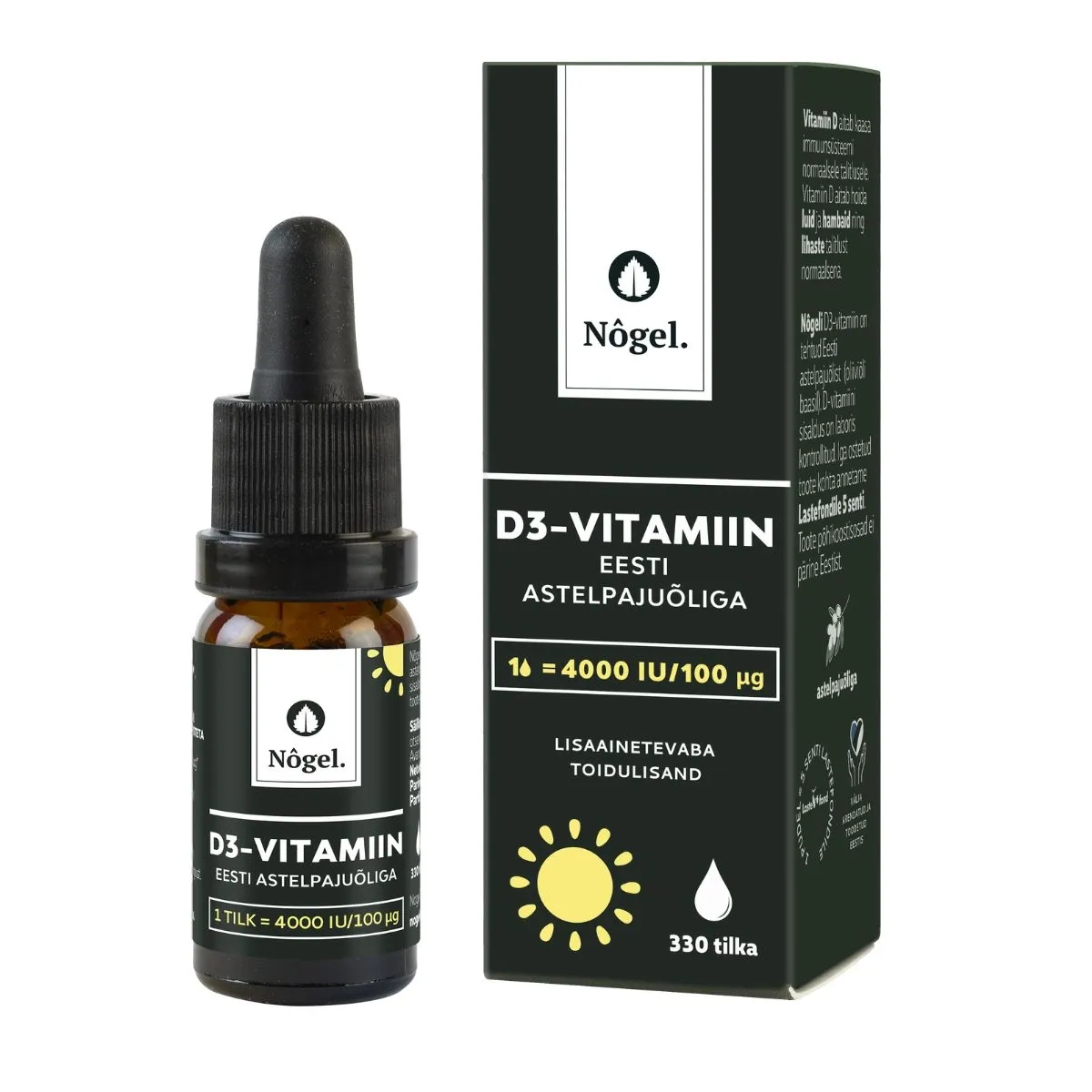 NÕGEL D3-VITAMIIN EESTI ASTELPAJUÕLIGA 4000IU/TILGAS 10ML - Tootepilt 
