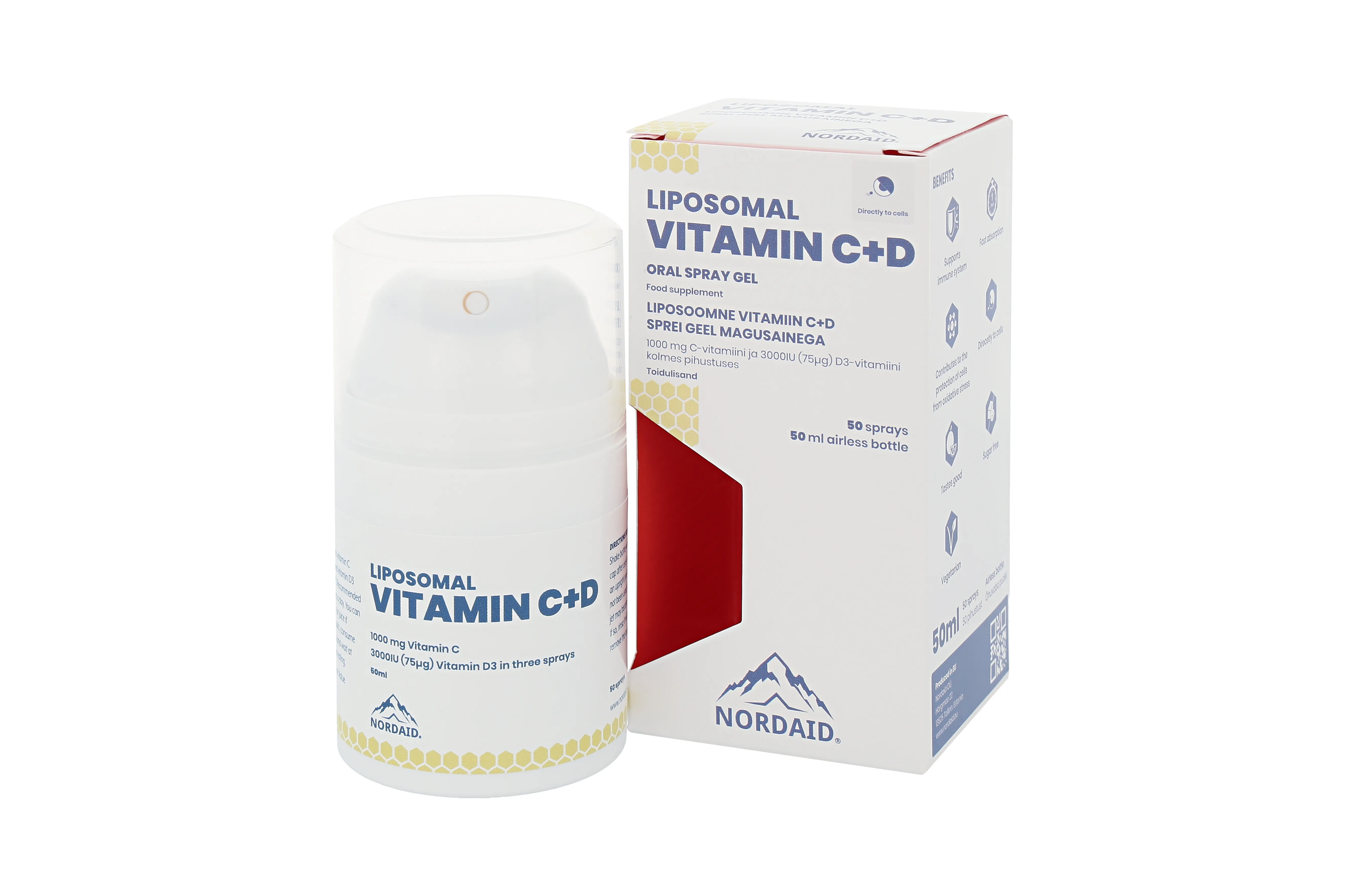 NORDAID VITAMIIN C+D LIPOSOOMNE SPREI GEEL 50ML - Tootepilt 