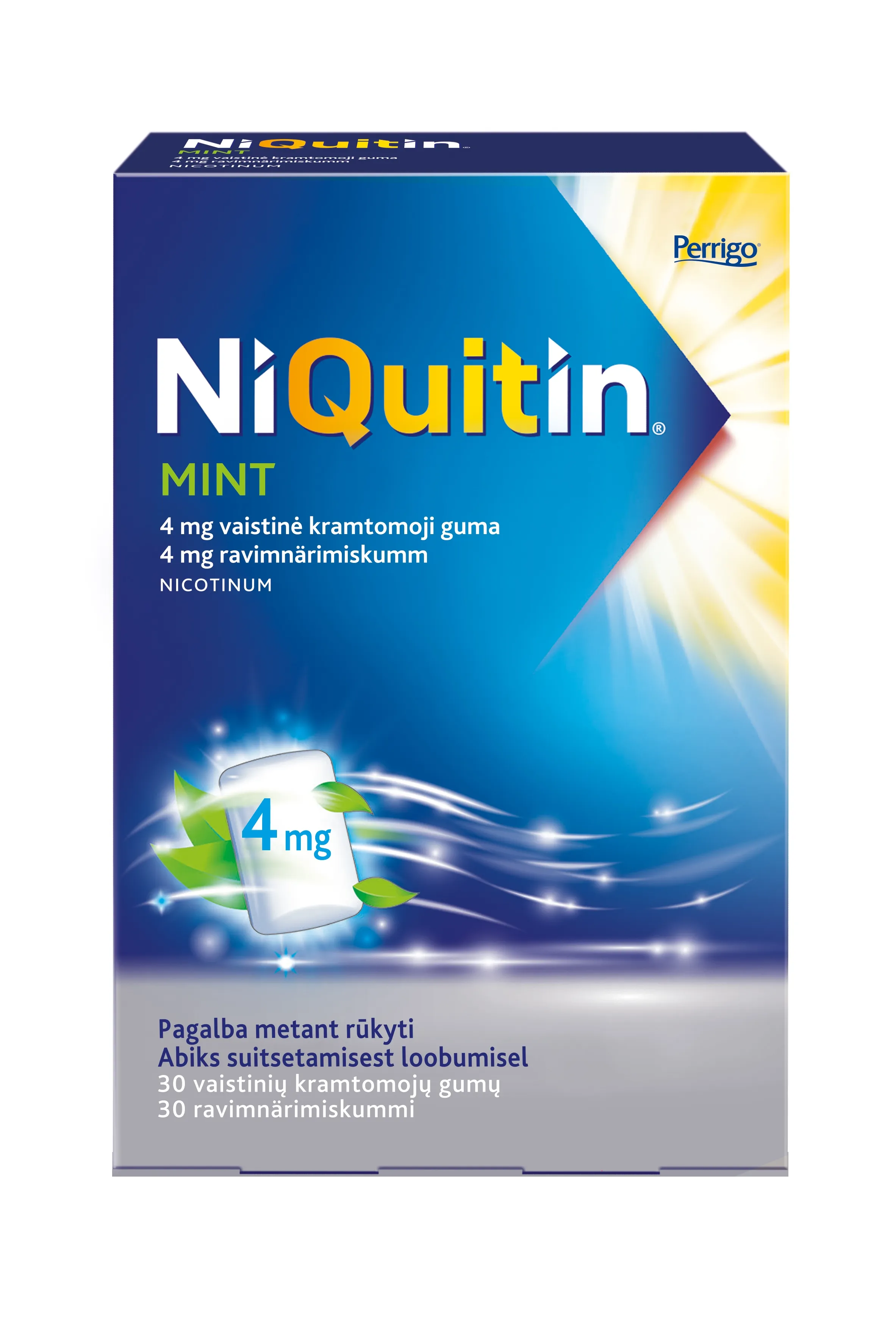 NIQUITIN MINT 4MG RAVIMNÄRIMISKUMM N30 - Tootepilt 