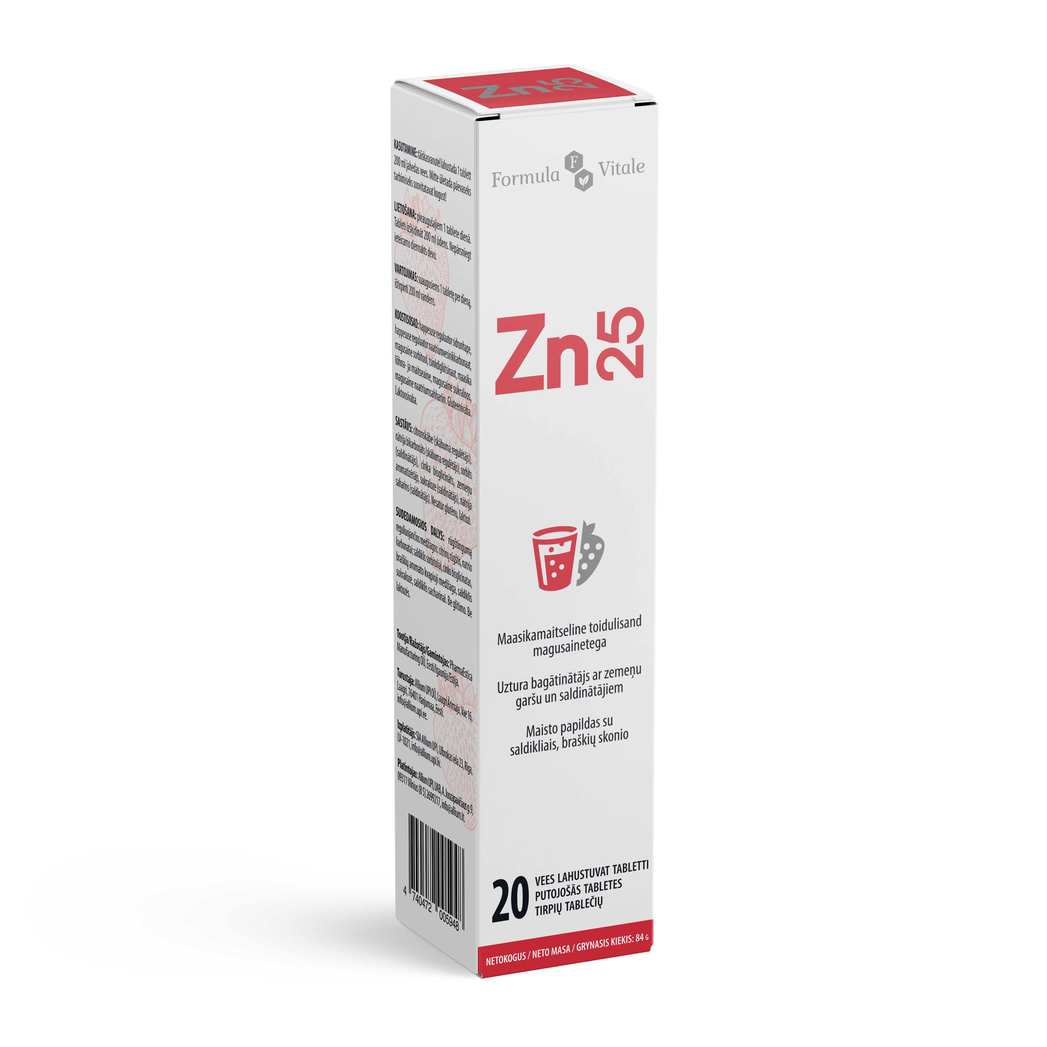 FORMULA VITALE TSINK 25 MG LAH TBL N20 - Tootepilt 