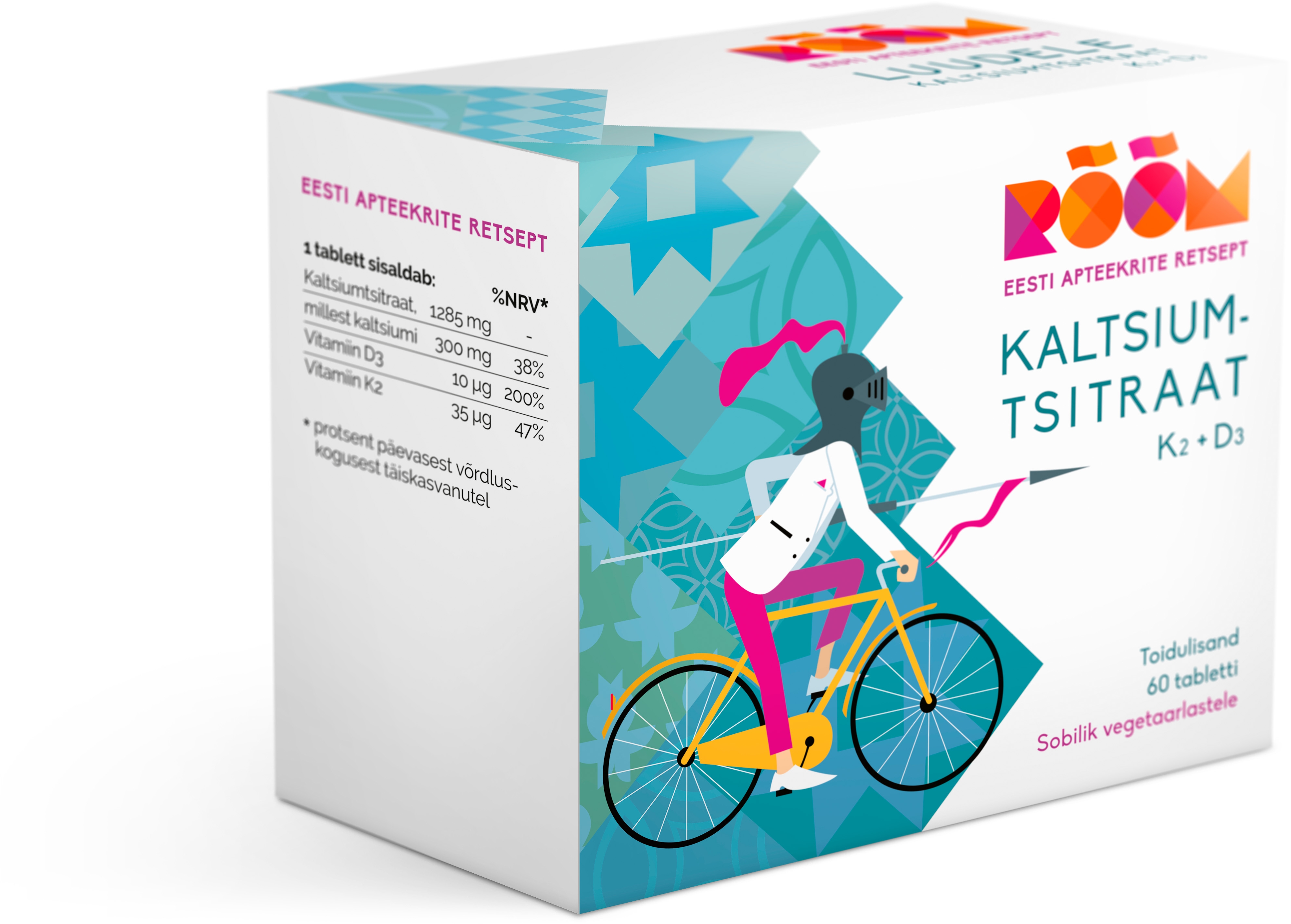 RÕÕM KALTSIUMTSITRAAT K2+D3 TBL N60 - Tootepilt 