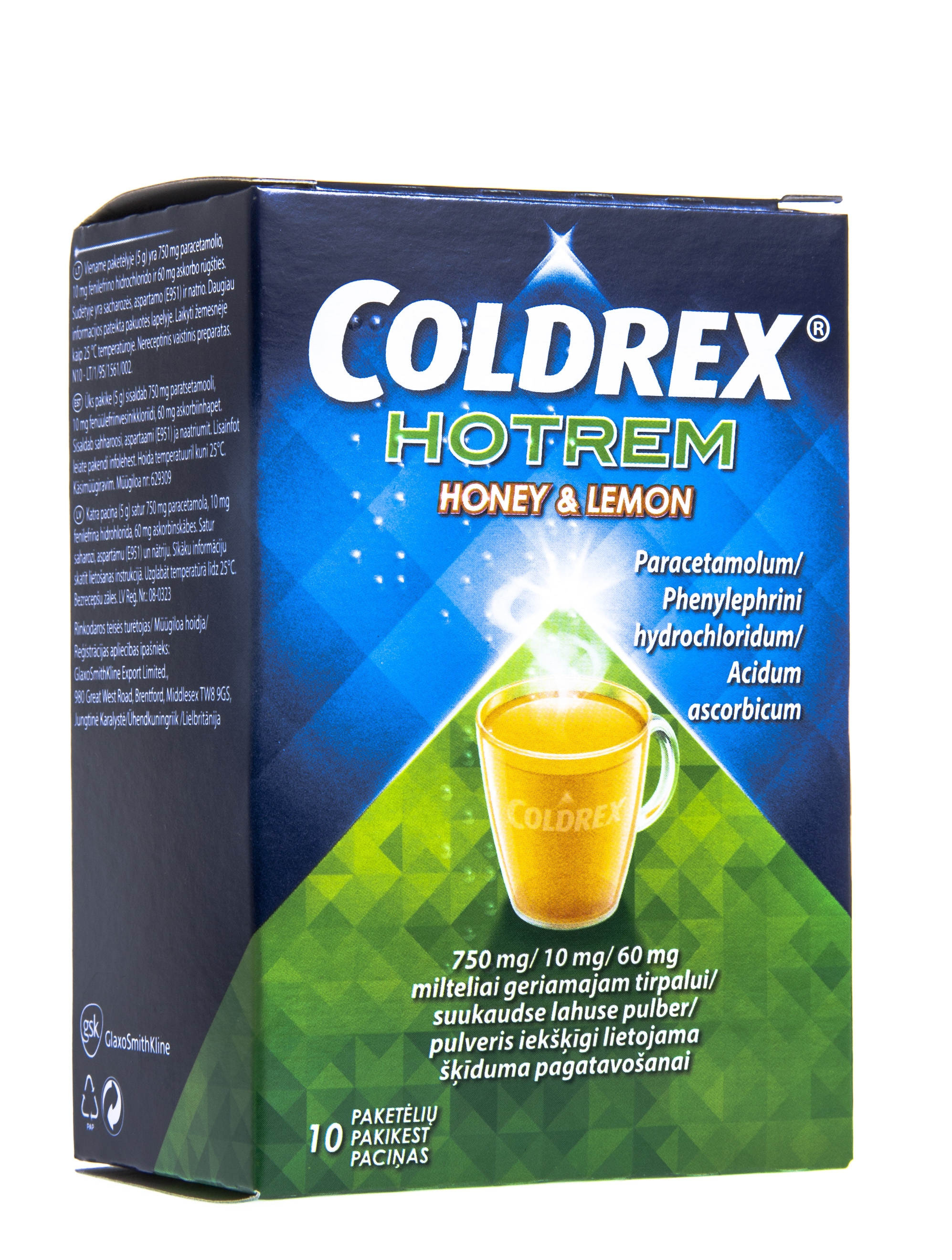 COLDREX HOTREM HONEY&LEMON 750+10+60MG N10 SUUKAUDSE LAH PLV - Tootepilt 