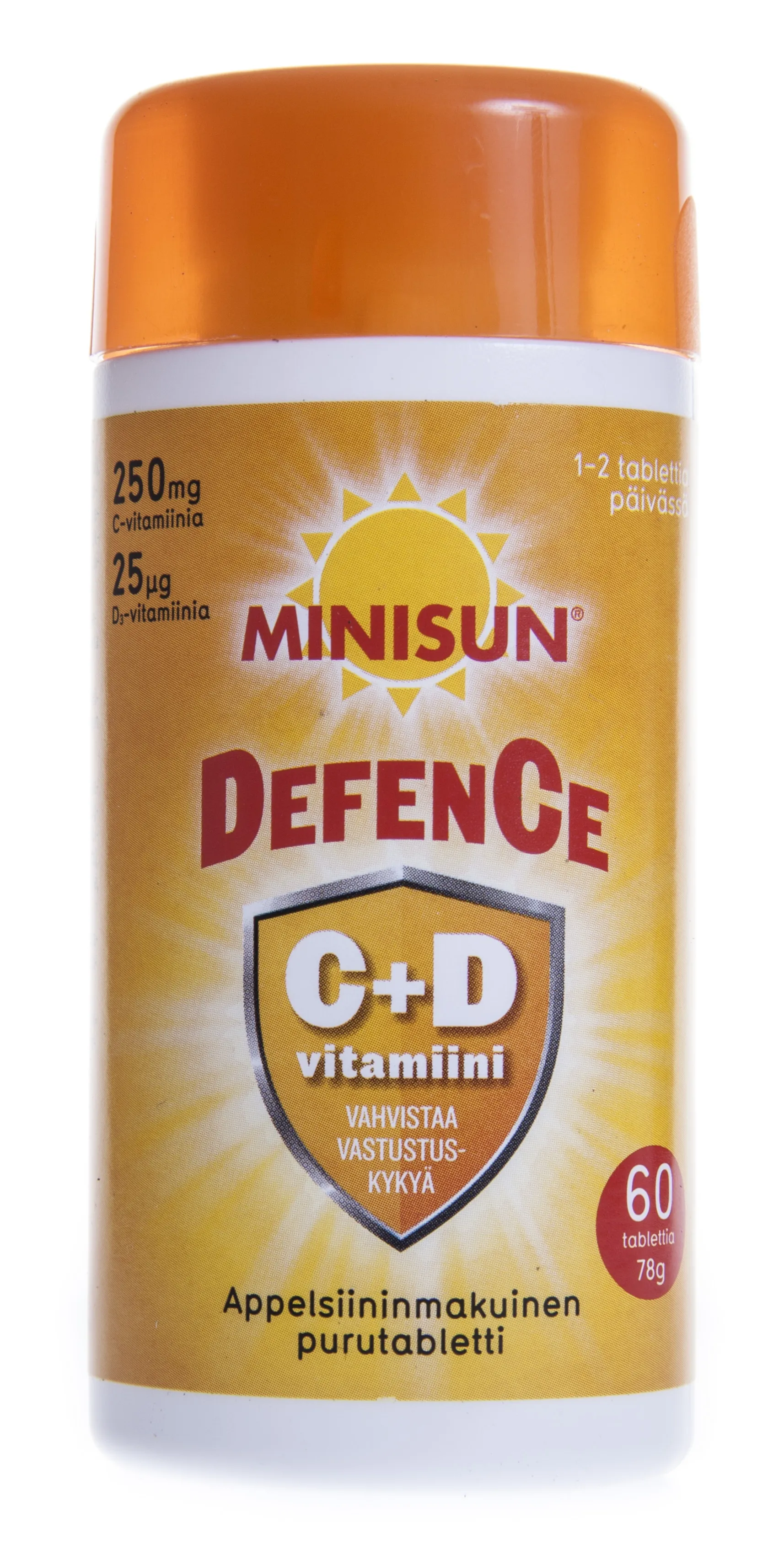 MINISUN DEFENCE C+D3 VITAMIIN NÄRIMISTBL N60 - Tootepilt 