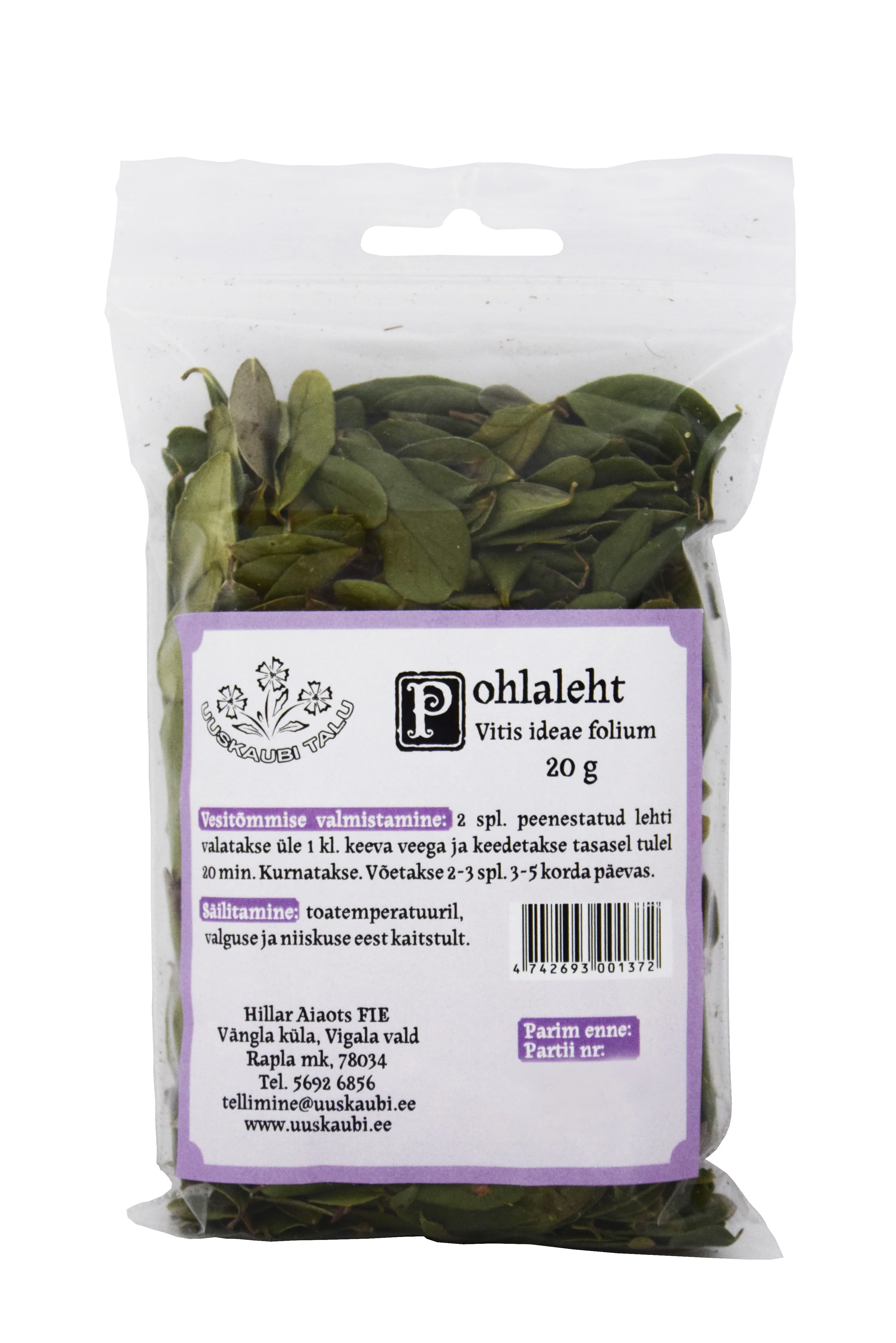 POHLALEHED (VITIS-IDAEAE FOLIA) 20G - Tootepilt 