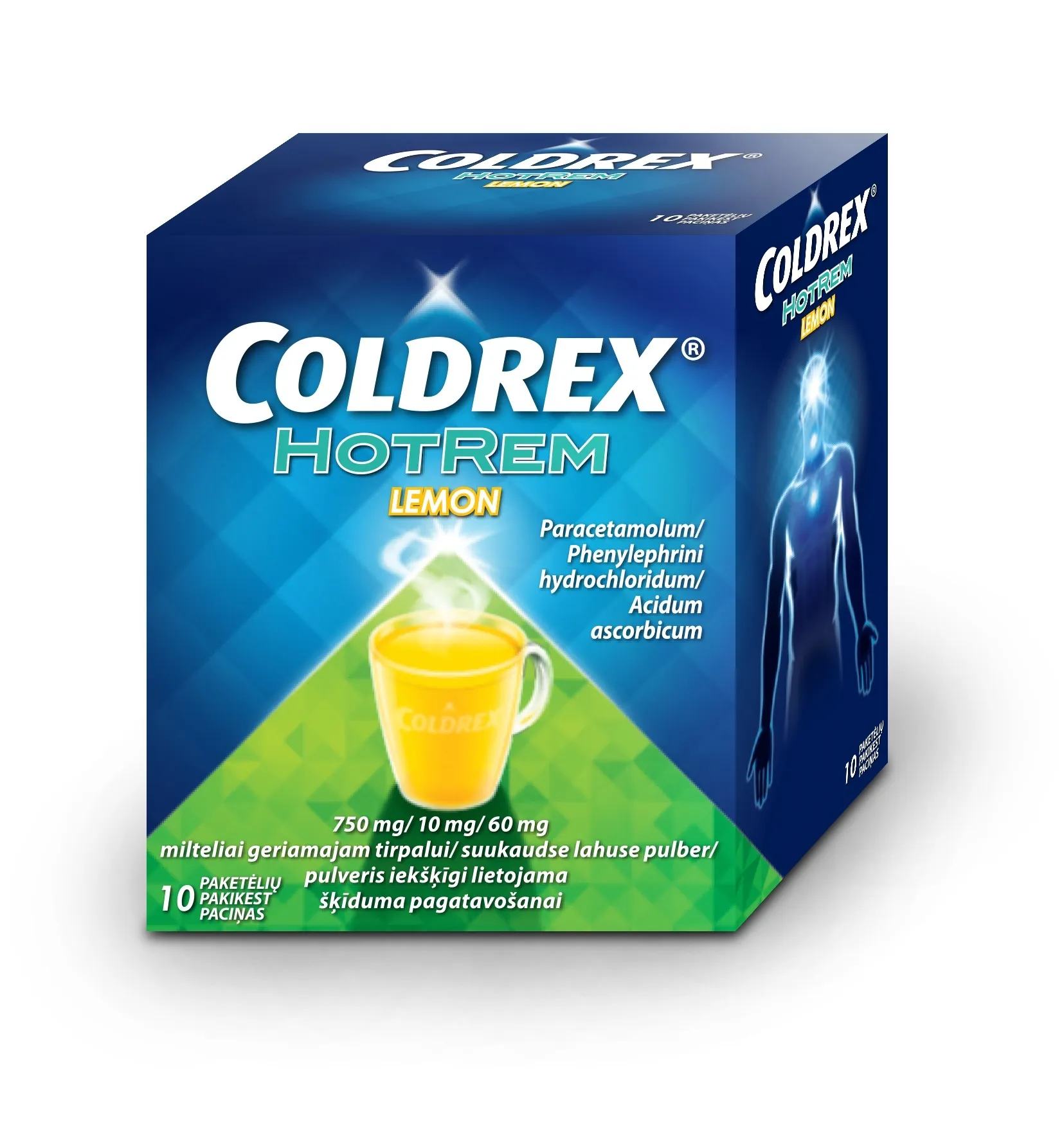 COLDREX HOTREM LEMON 750+10+60MG N10 SUUKAUDSE LAH PLV - Tootepilt 