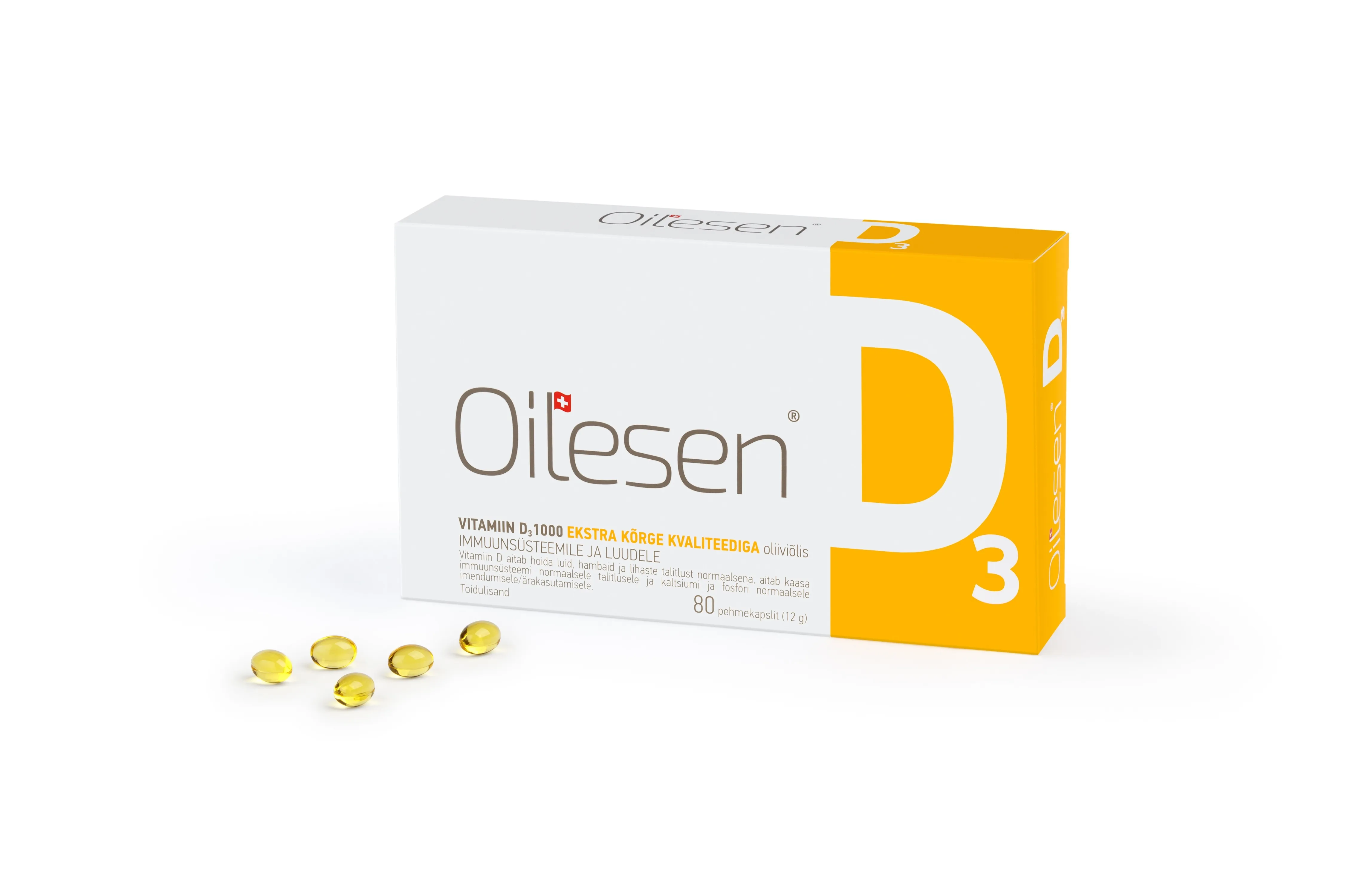 OILESEN VITAMIIN D3 ÕLIKAPSLID 1000IU N80 - Tootepilt 