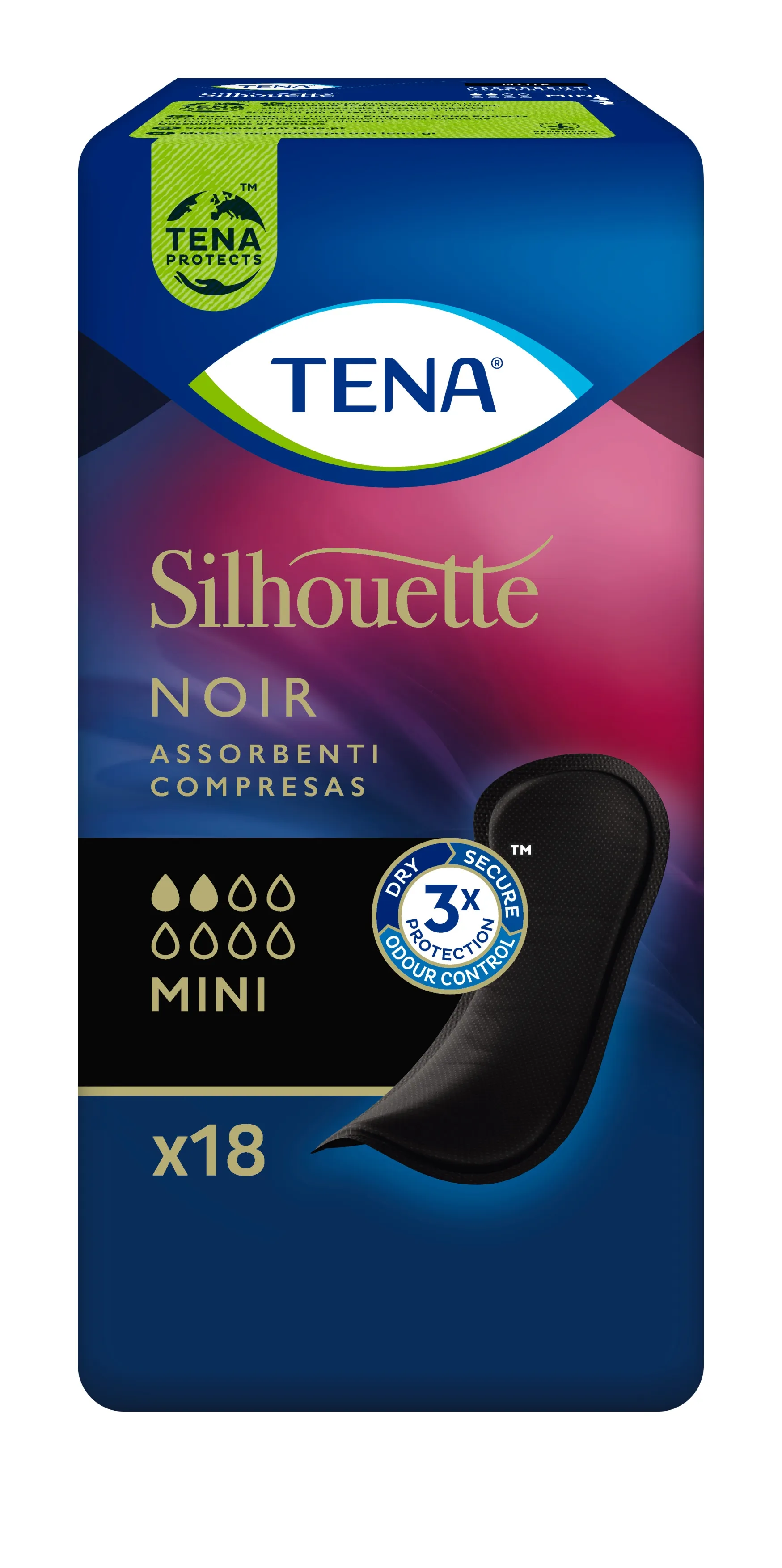 TENA SILHOUETTE NOIR MINI PESUKAITSE N18 - Tootepilt 