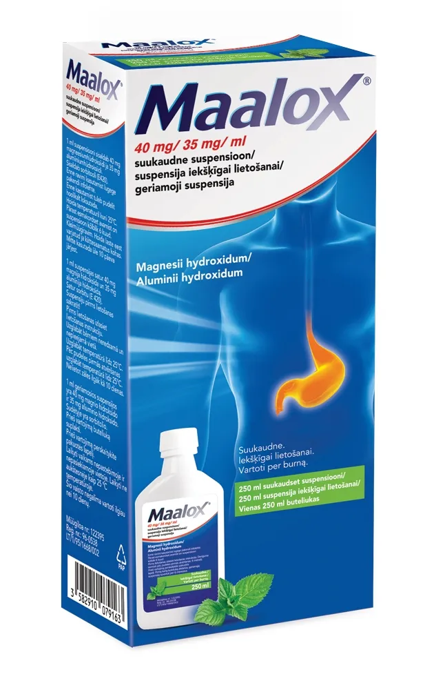 MAALOX SUUKAUDNE SUSP 35MG+40MG/ML 250ML - Tootepilt 