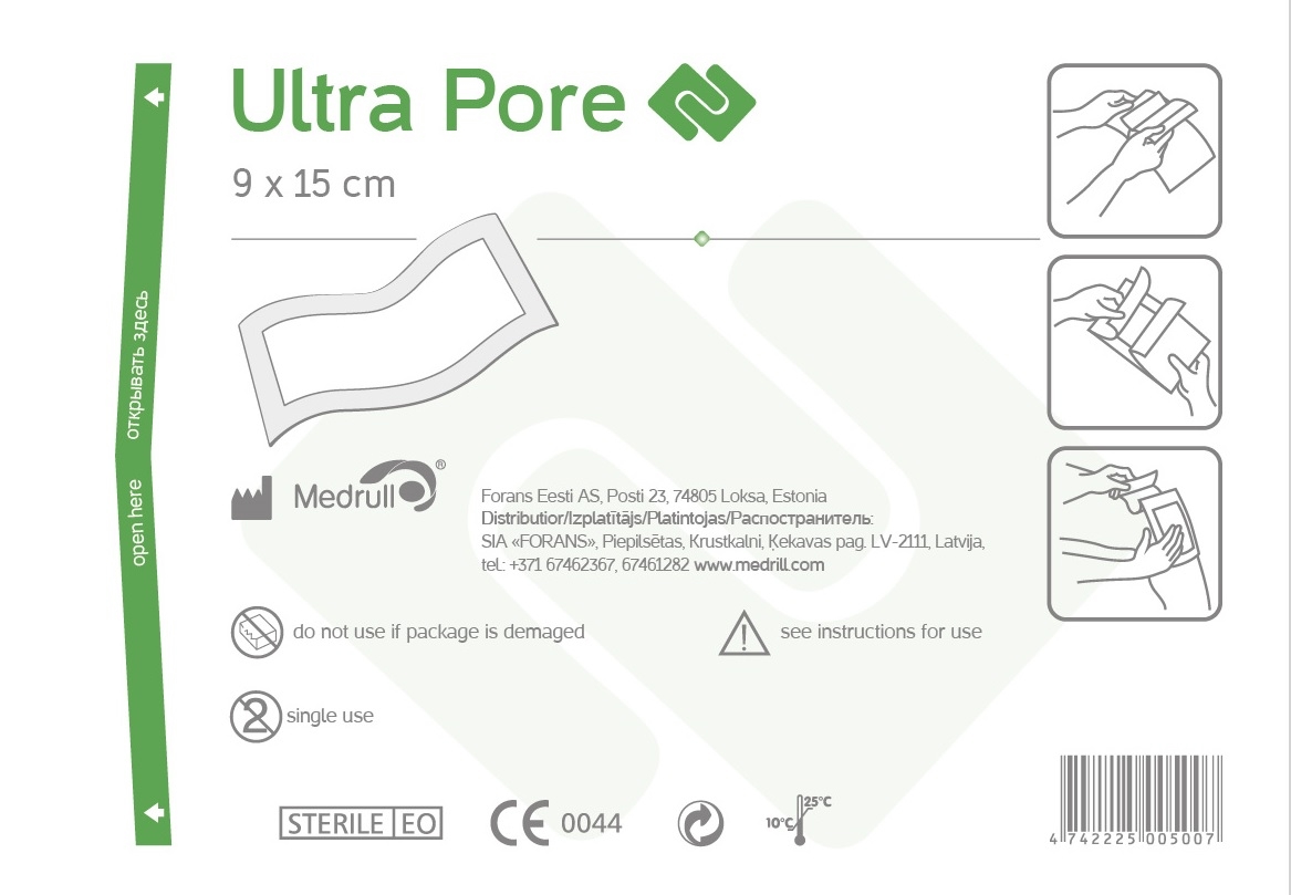 ISEKLEEPUV PLAASTER ULTRA PORE 9X15CM (MEDRULL) - Tootepilt 