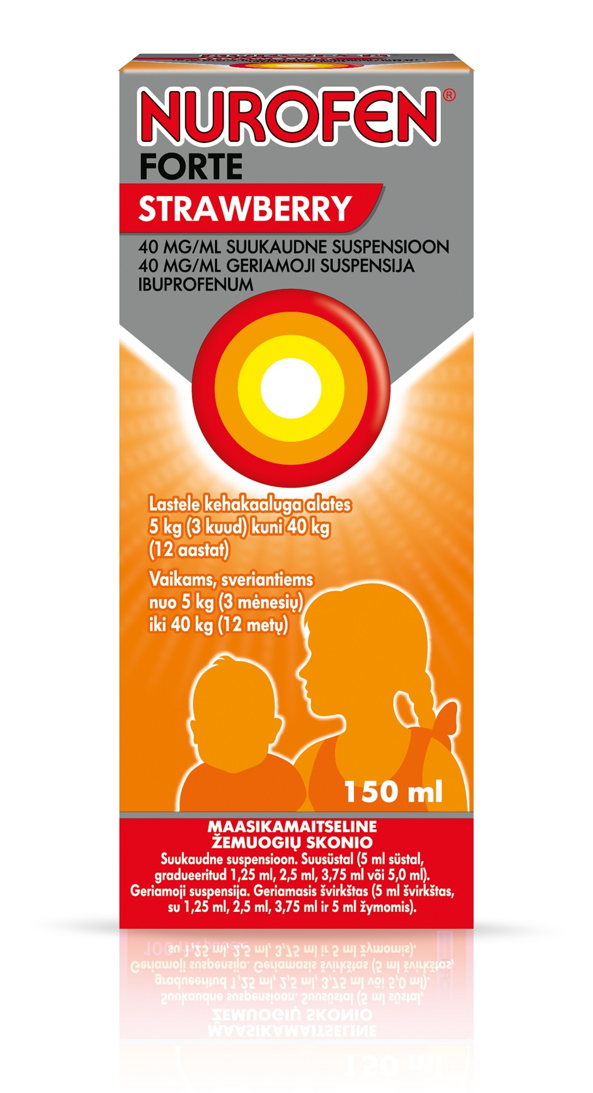 NUROFEN FORTE STRAWBERRY SUUKAUDNE SUSP 40MG/ML 150ML - Tootepilt 