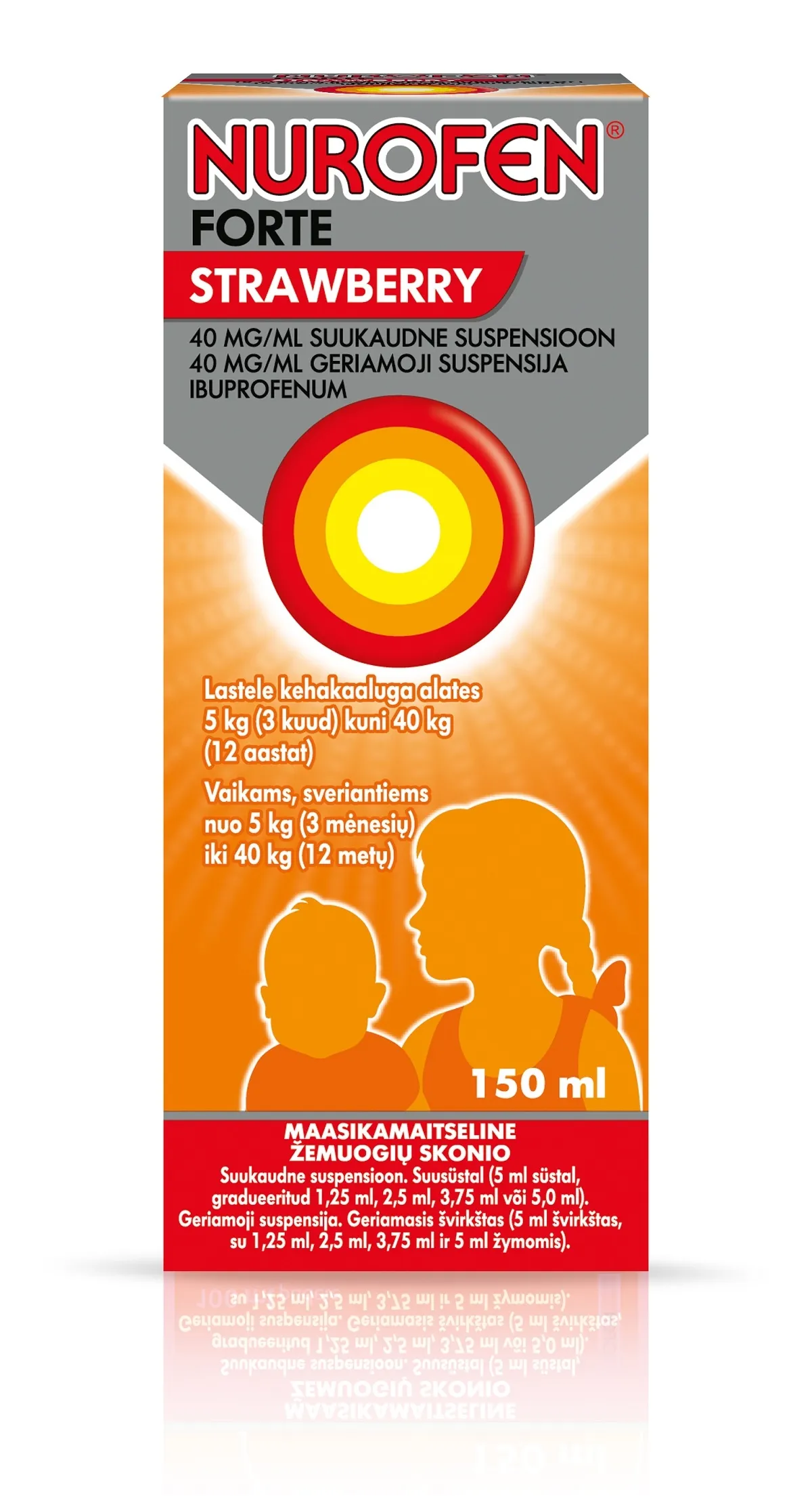 NUROFEN FORTE STRAWBERRY SUUKAUDNE SUSP 40MG/ML 150ML - Tootepilt 