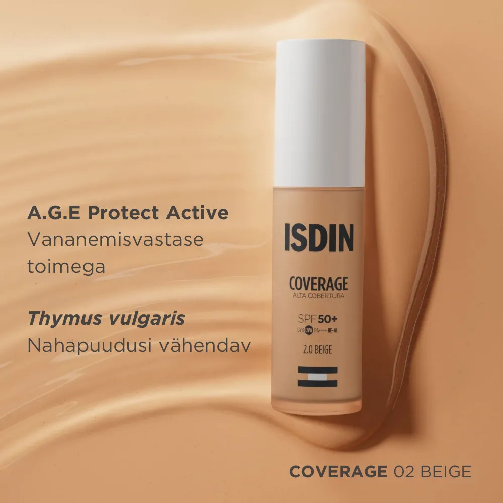 ISDIN JUMESTUSKREEM COVERAGE SPF50+ 30G 2.0 BEIGE - Tootepilt 5