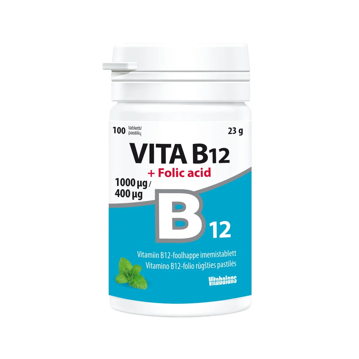 VITA B12 + FOOLHAPE TBL 1MG/400MCG N100 - Tootepilt 