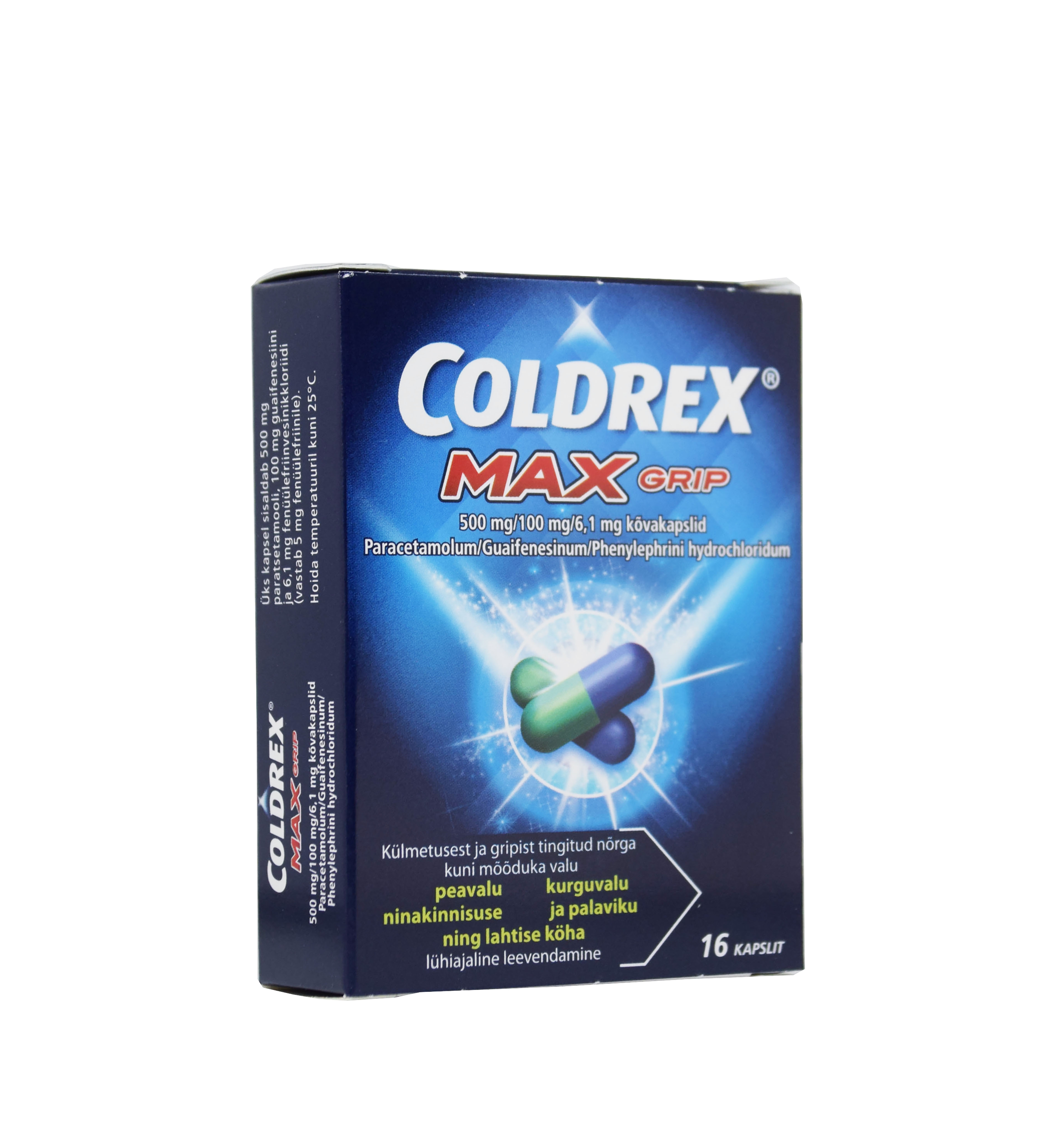 COLDREX MAXGRIP KÕVAKAPSEL  500MG+100MG+6,1MG N16 - Tootepilt 