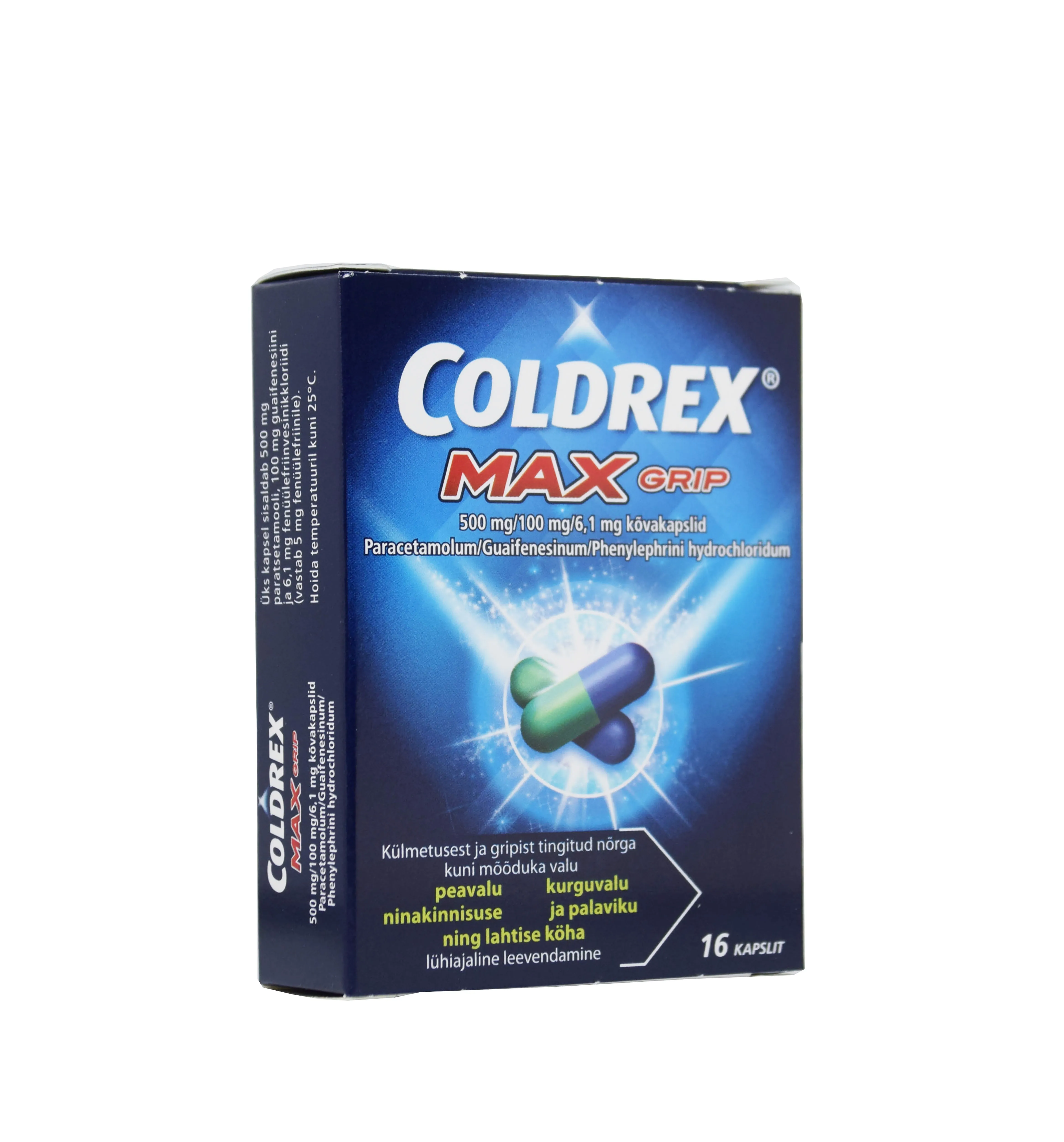 COLDREX MAXGRIP KÕVAKAPSEL  500MG+100MG+6,1MG N16 - Tootepilt 