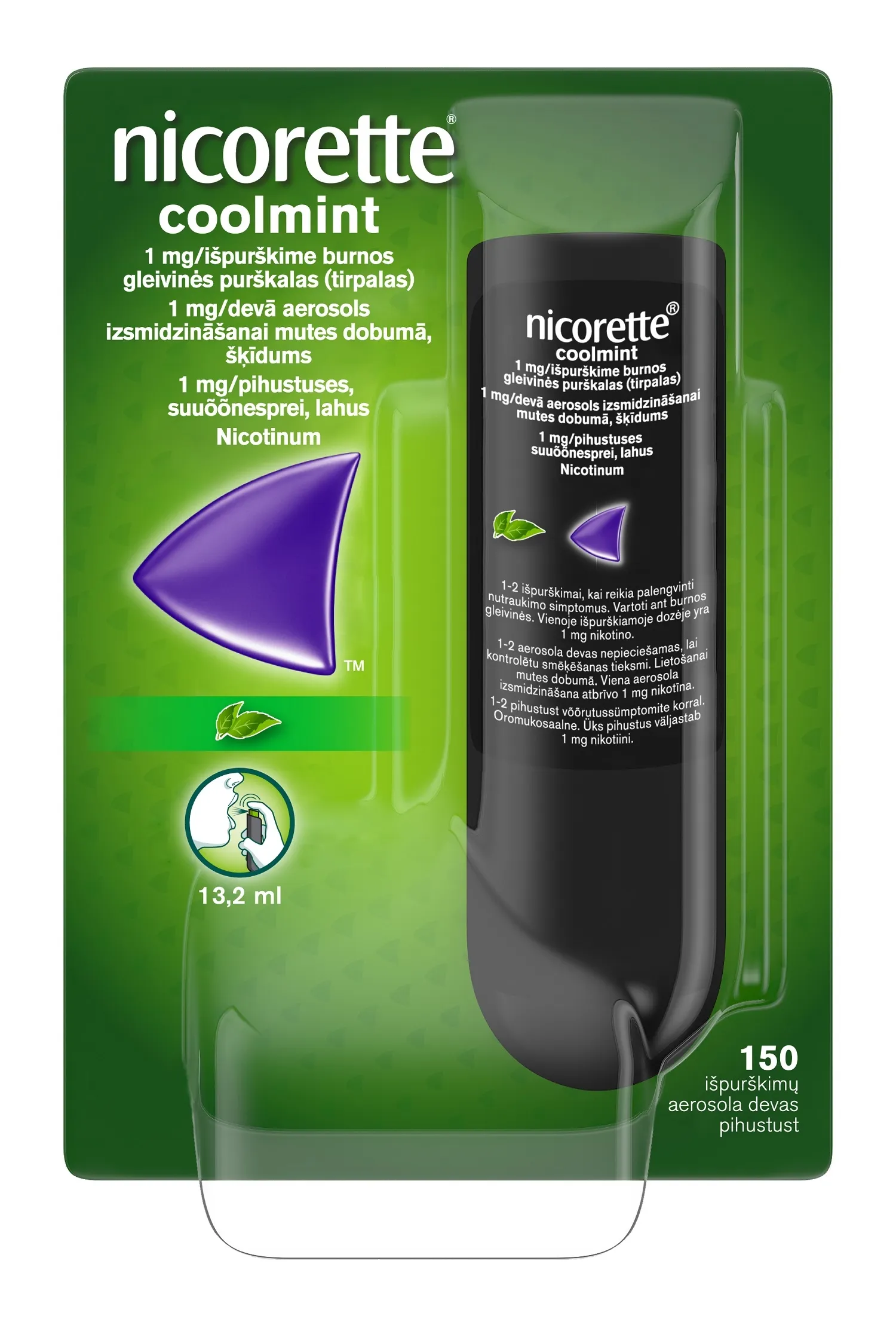 NICORETTE COOLMINT SUUÕÕNESPREI 1MG 150 PIHUSTUST N1 - Tootepilt 