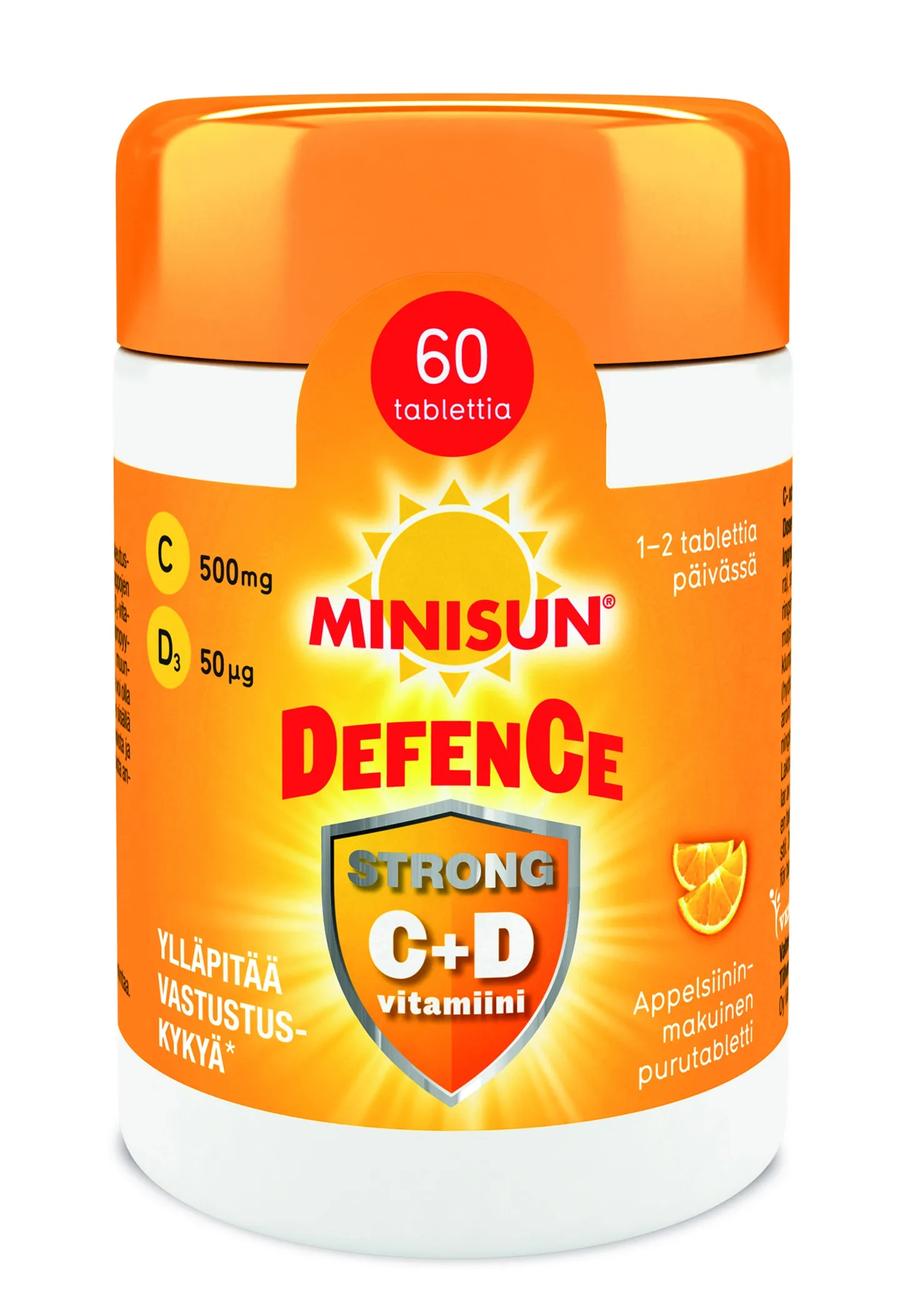 MINISUN DEFENCE STRONG C+D3 VITAMIIN N60 NÄRIMISTBL - Tootepilt 