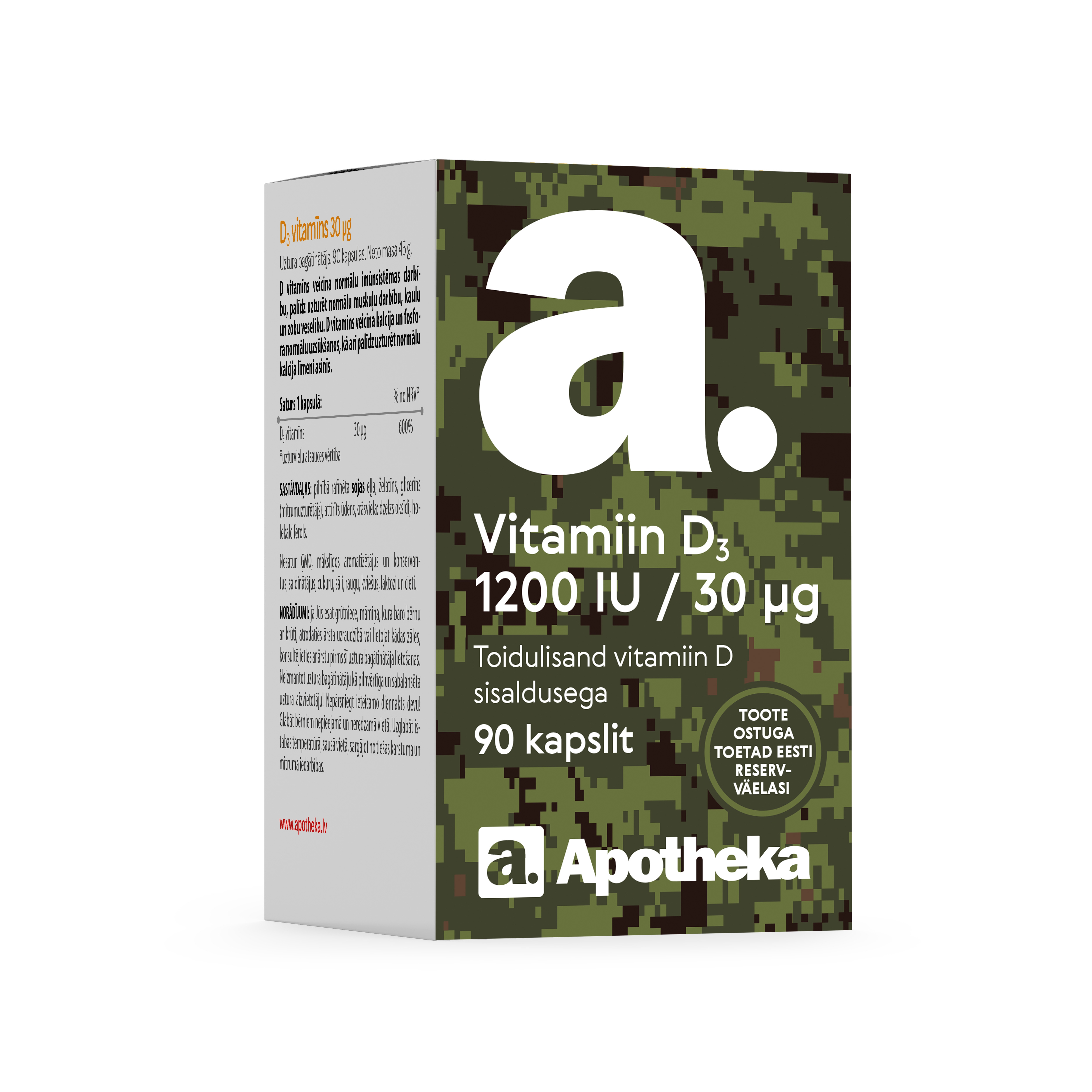 A. VITAMIIN D3 KAPSLID 30MCG N90 - Tootepilt 2
