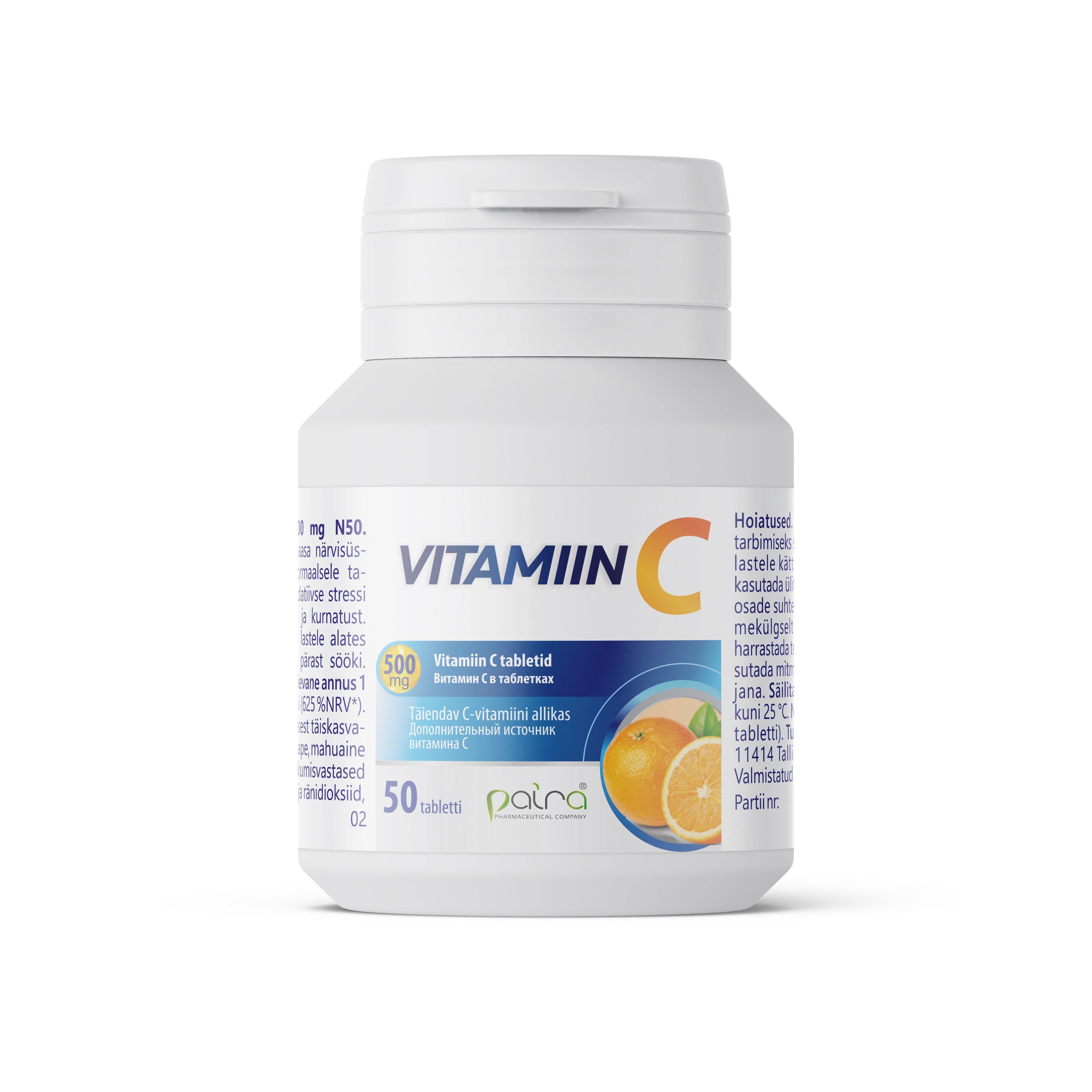 VITAMIIN C TBL 500MG N50 (PAIRA) - Tootepilt 