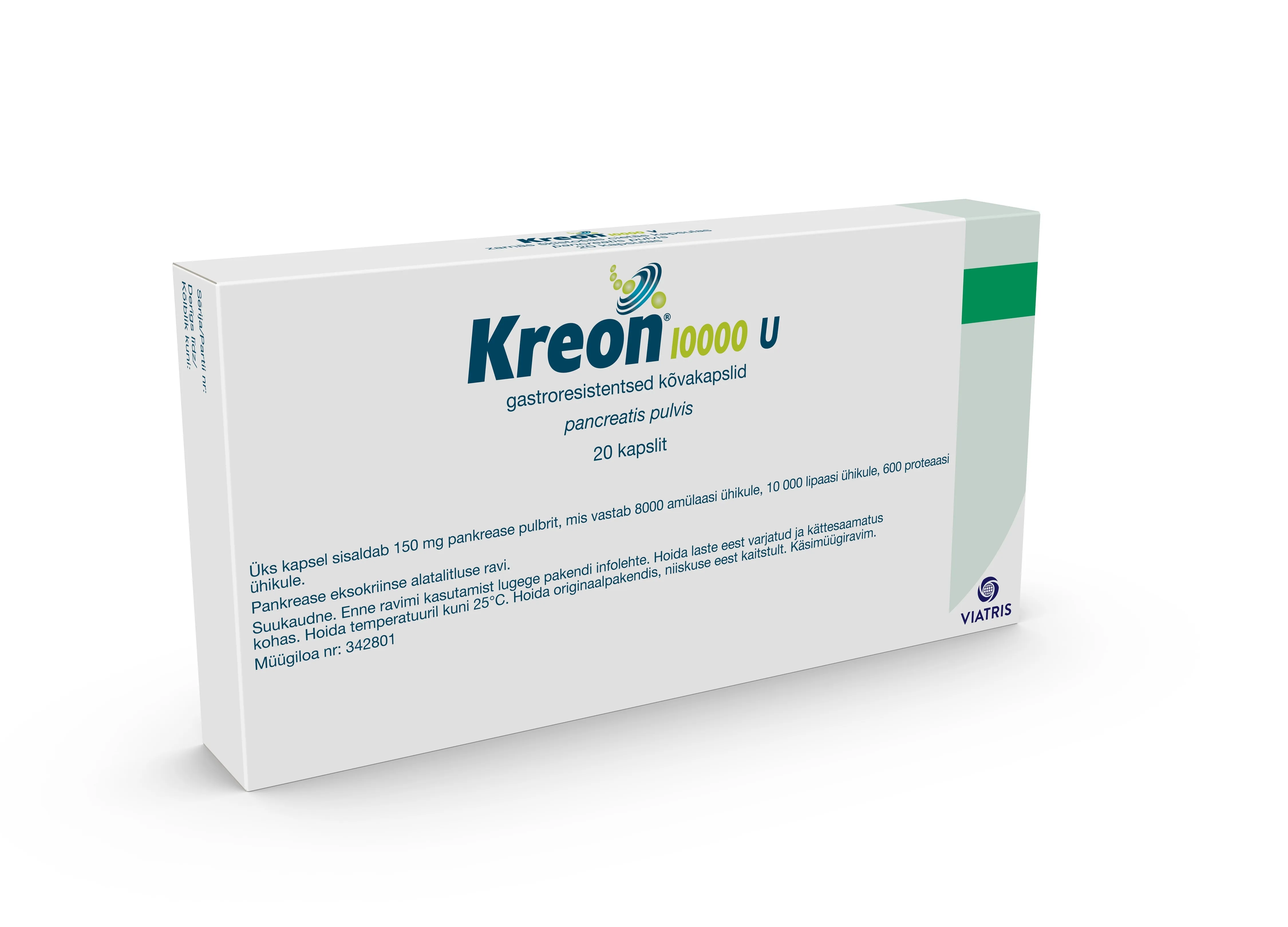 KREON 10000U 10000+8000+600TÜ N20 GASTRORESISTENTNE KAPS - Tootepilt 