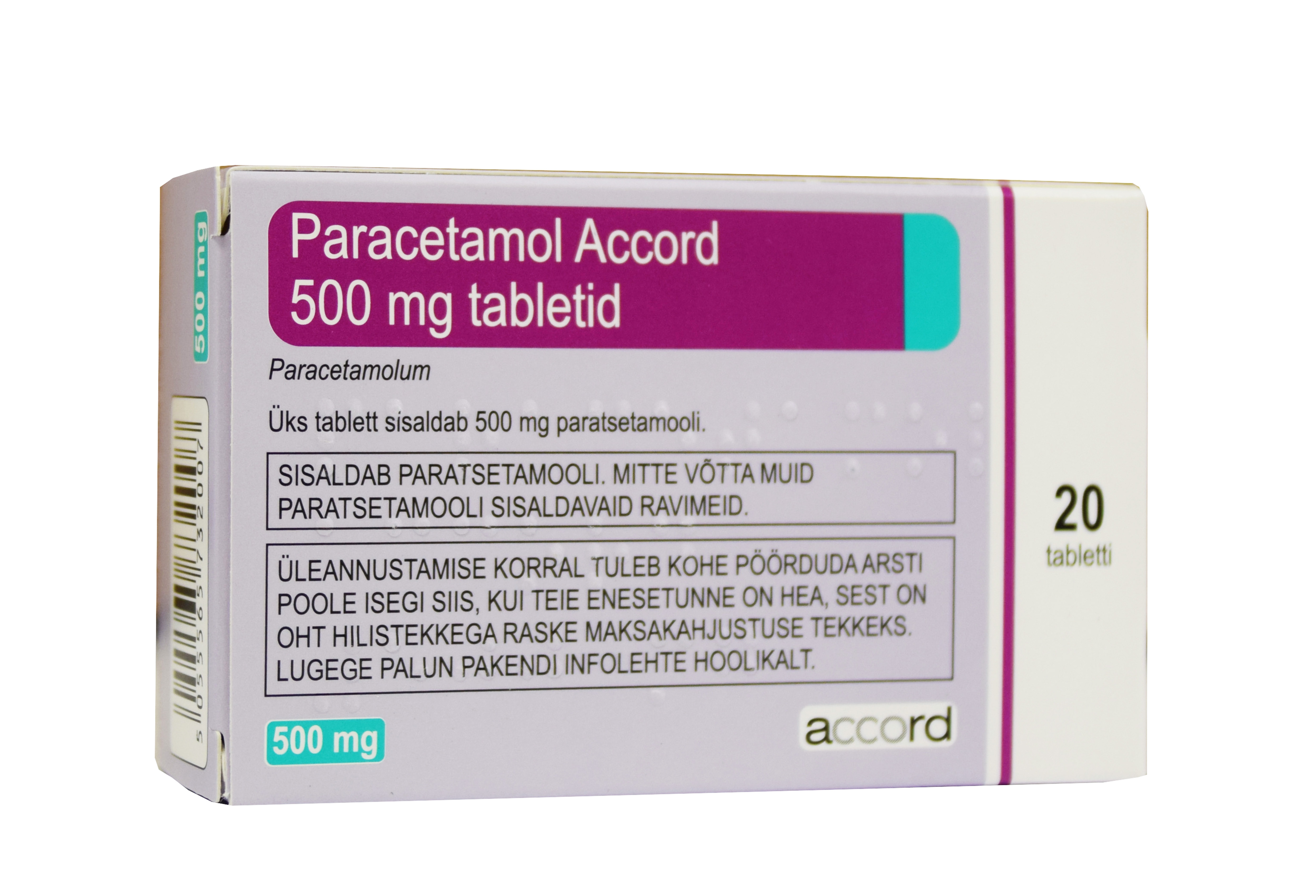PARACETAMOL ACCORD TBL 500MG N20 - Tootepilt 