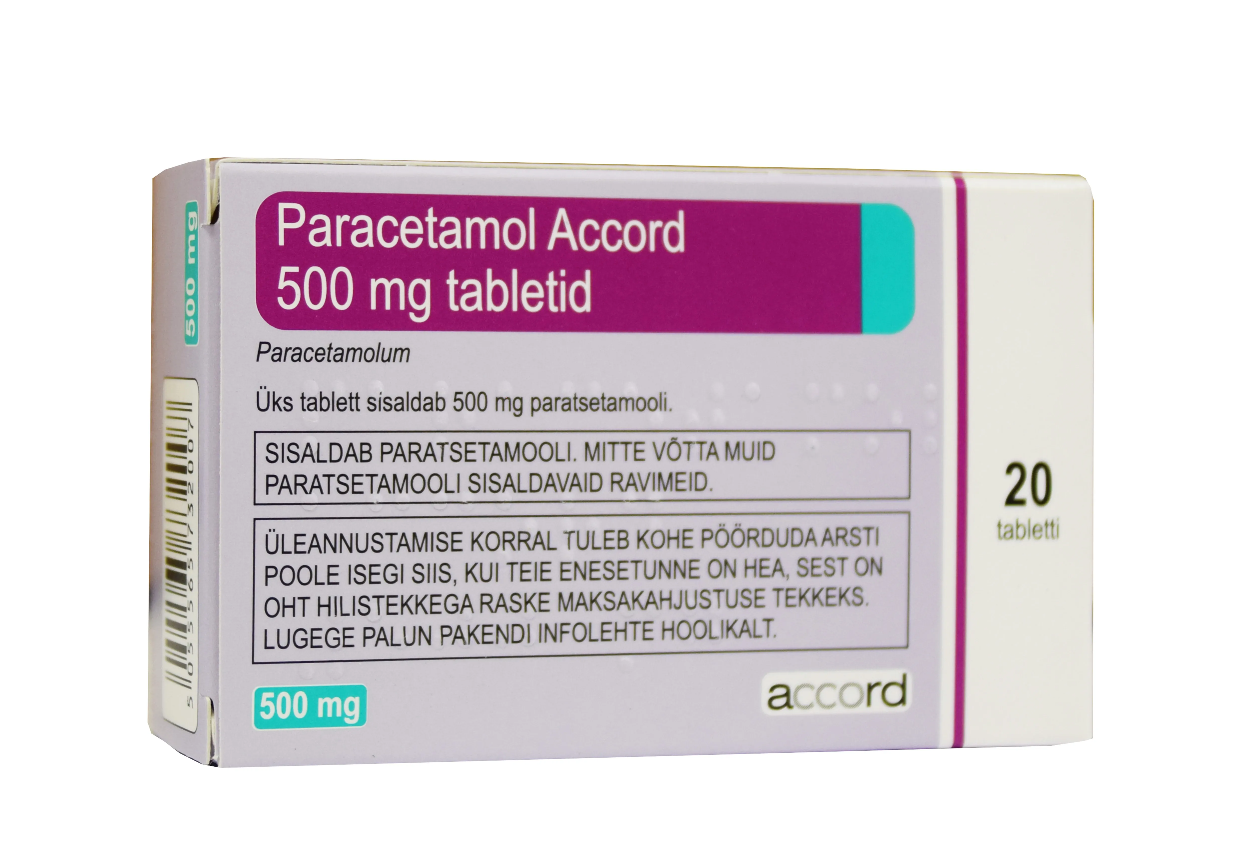 PARACETAMOL ACCORD TBL 500MG N20 - Tootepilt 