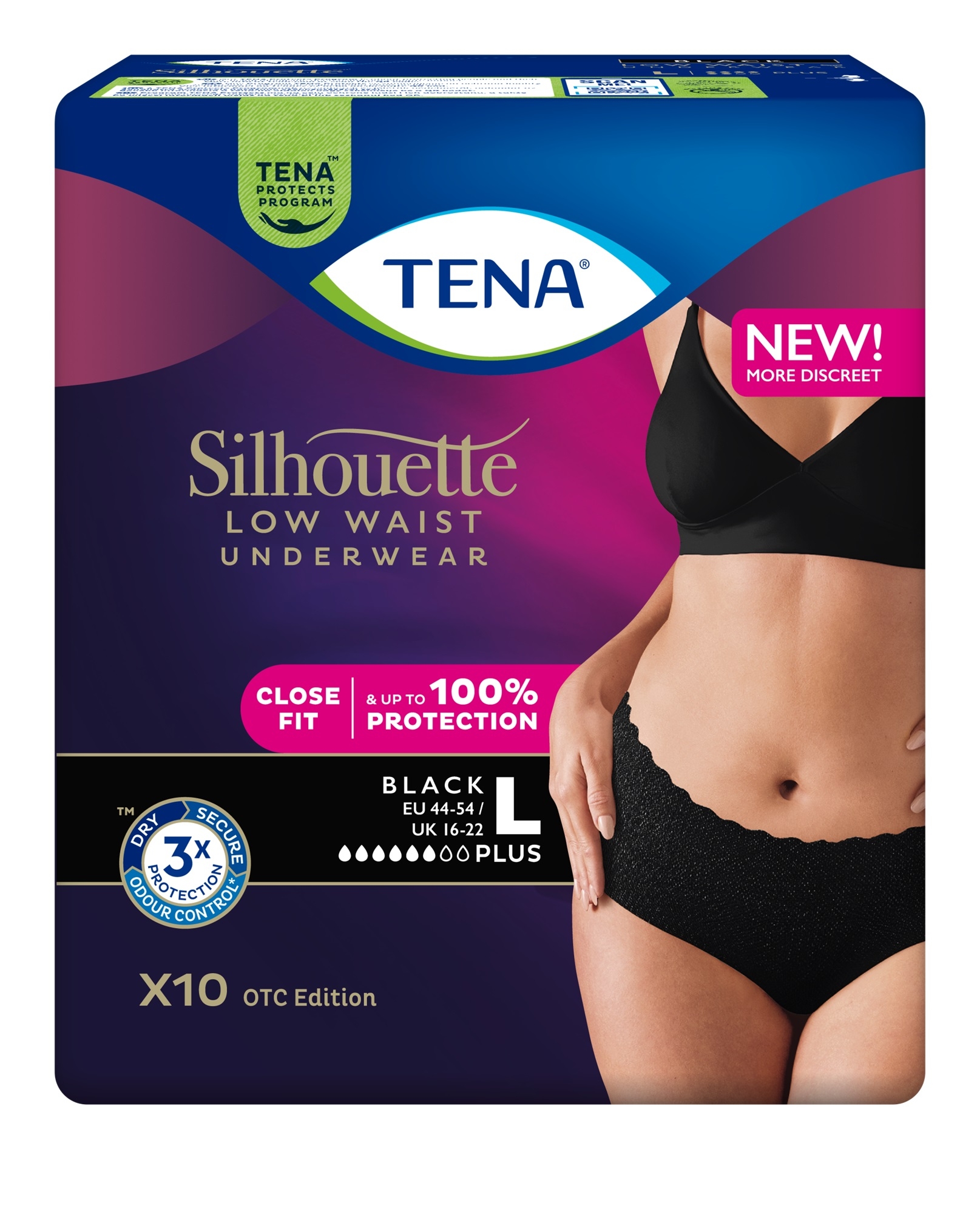 TENA SILHOUETTE PANTS PLUS MUSTAD L N10 - Tootepilt 