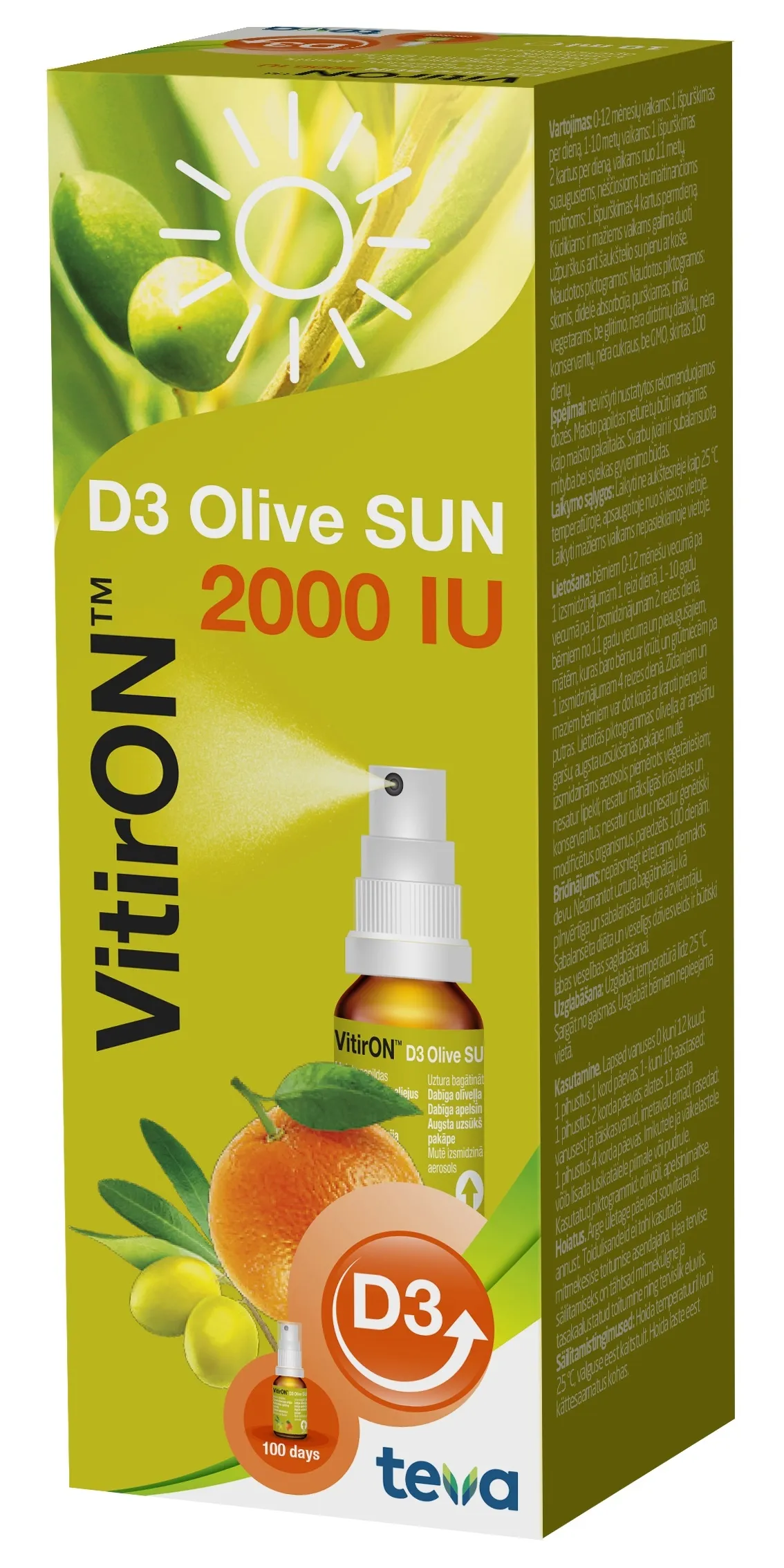 VITIRON D3 OLIVE SUN SPREI 2000IU 10ML - Tootepilt 