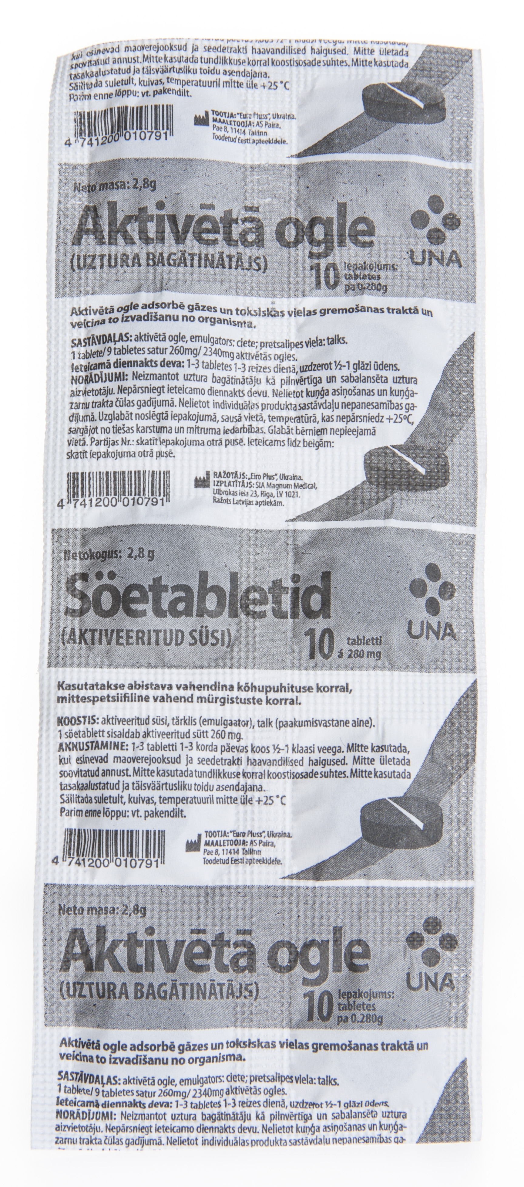 UNA SÖETABLETID 260MG N10 - Tootepilt 
