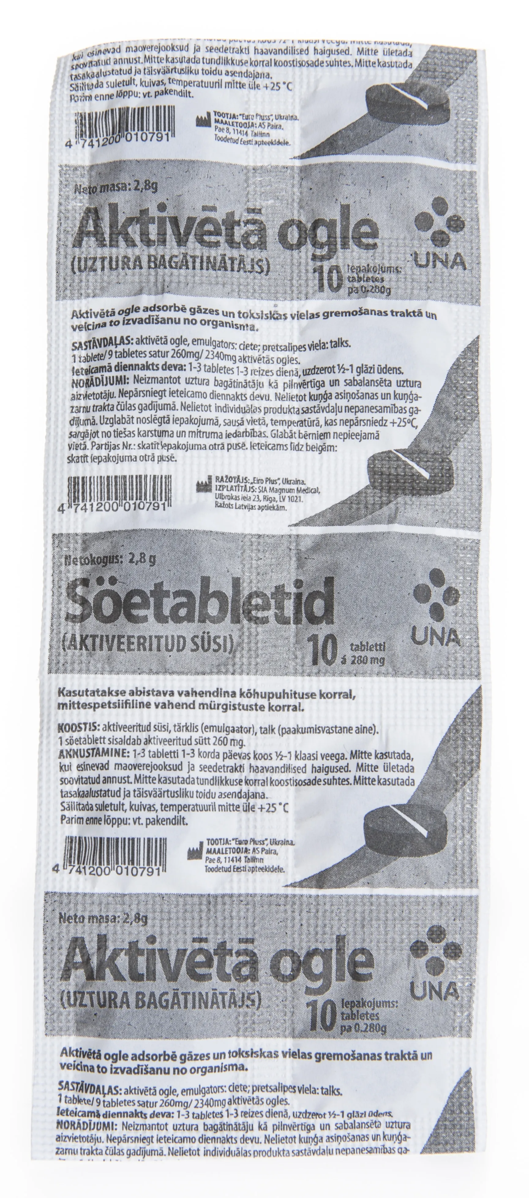 UNA SÖETABLETID 260MG N10 - Tootepilt 