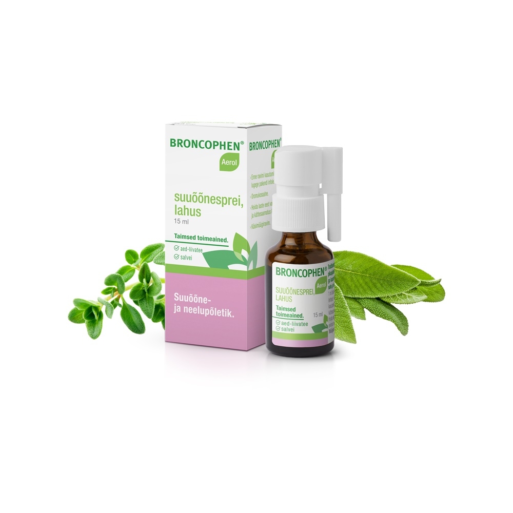 BRONCOPHEN AEROL SUUÕÕNESPREI 290MG+290MG 15ML - Tootepilt 