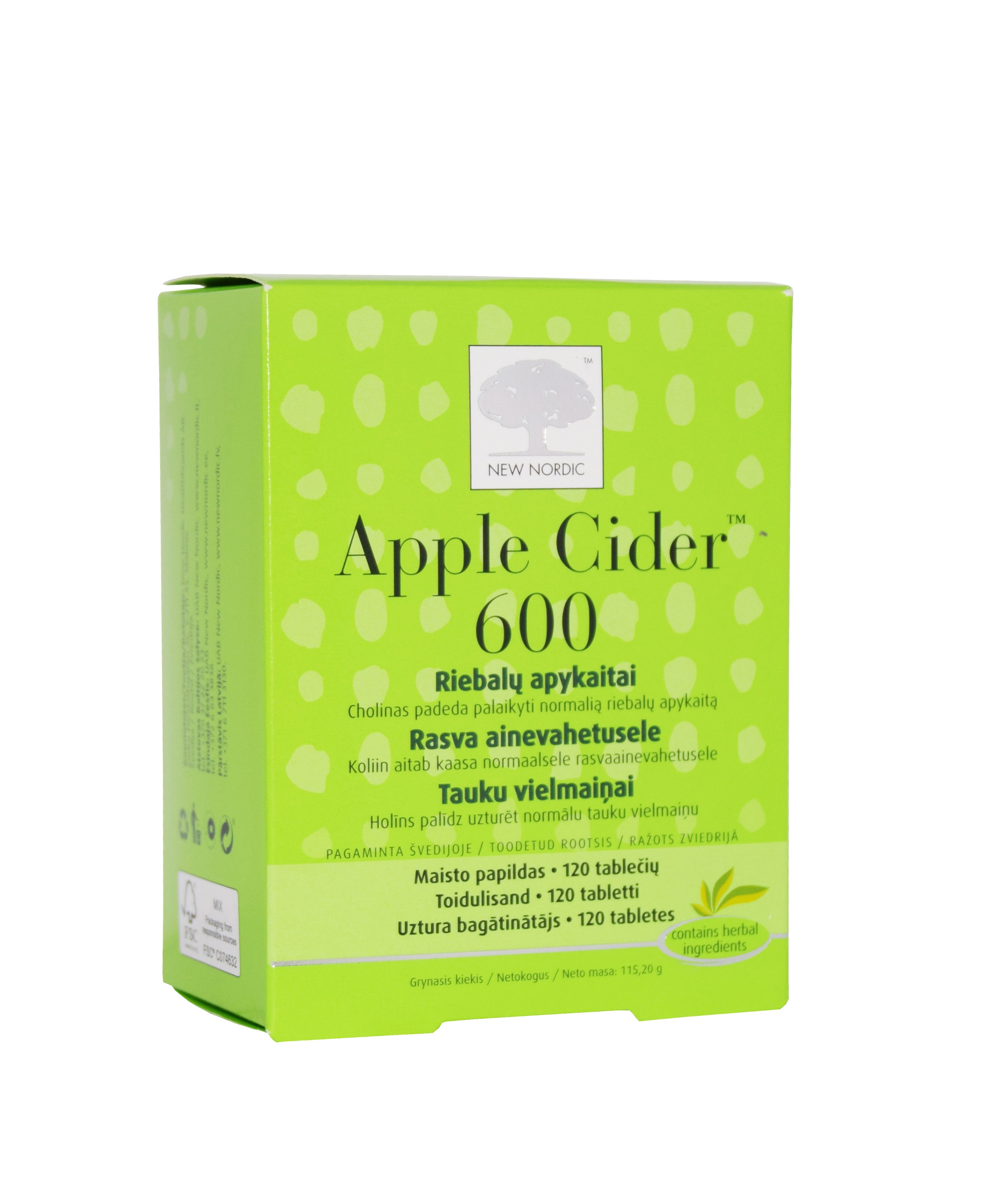 NEW NORDIC APPLE CIDER TBL 600MG N120 - Tootepilt 