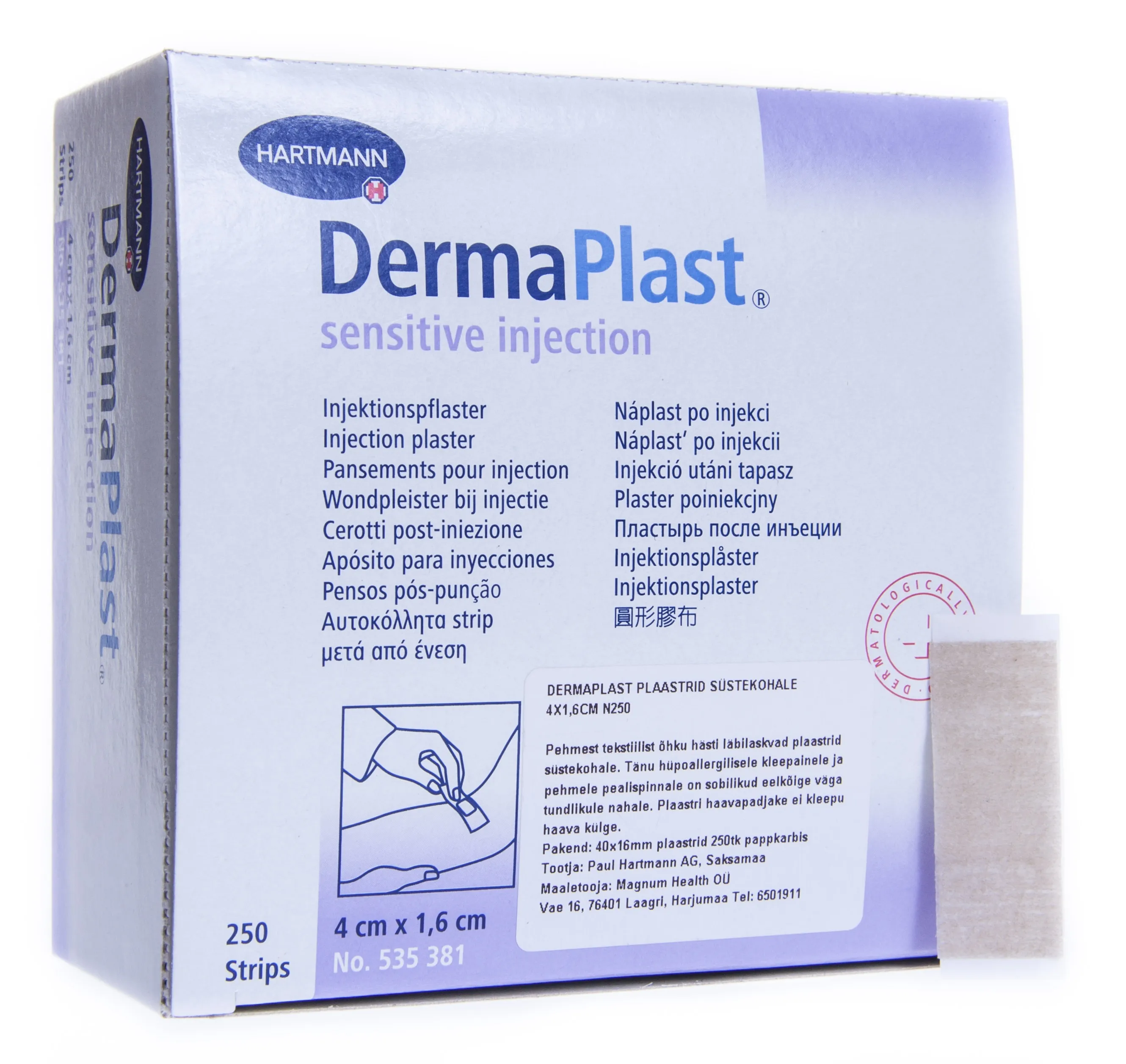 DERMAPLAST PLAASTRID SÜSTEKOHALE 4X1,6CM N250 - Tootepilt 