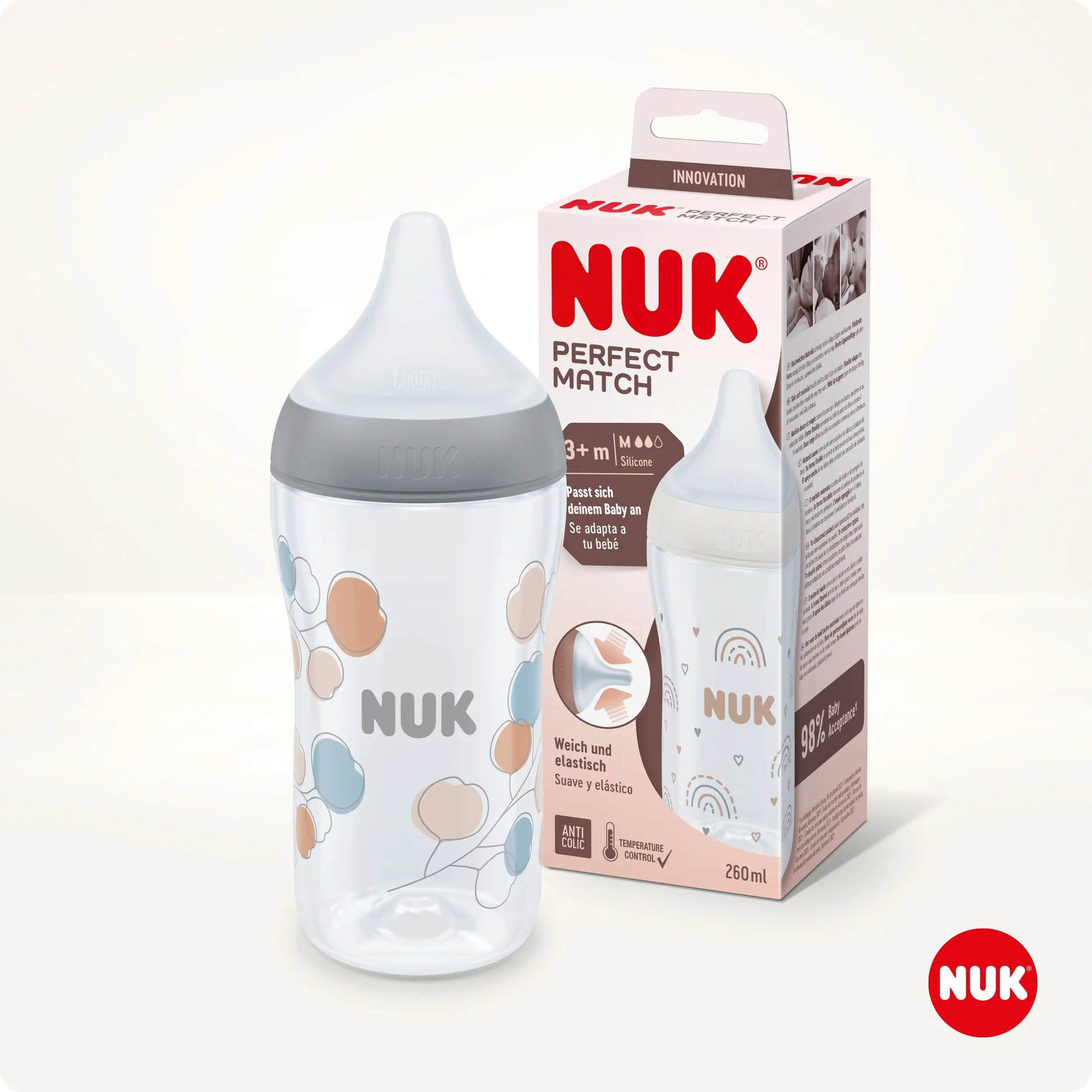 NUK PERFECT MATCH LUTIPUDEL SILIK. M 260ML - Tootepilt 